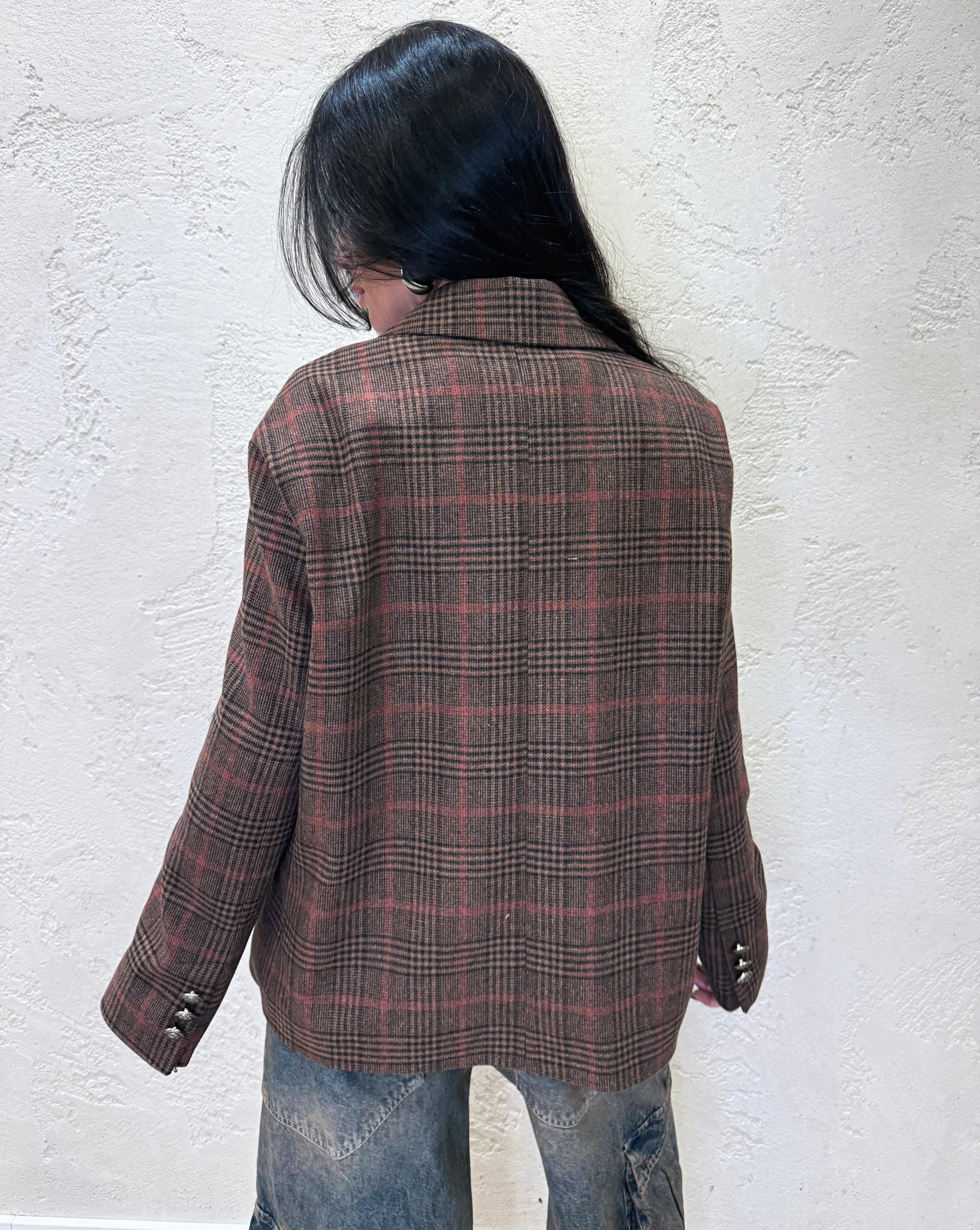 blazer doppio petto in misto lana con spille 26B1186 CHECK TENSIONE IN