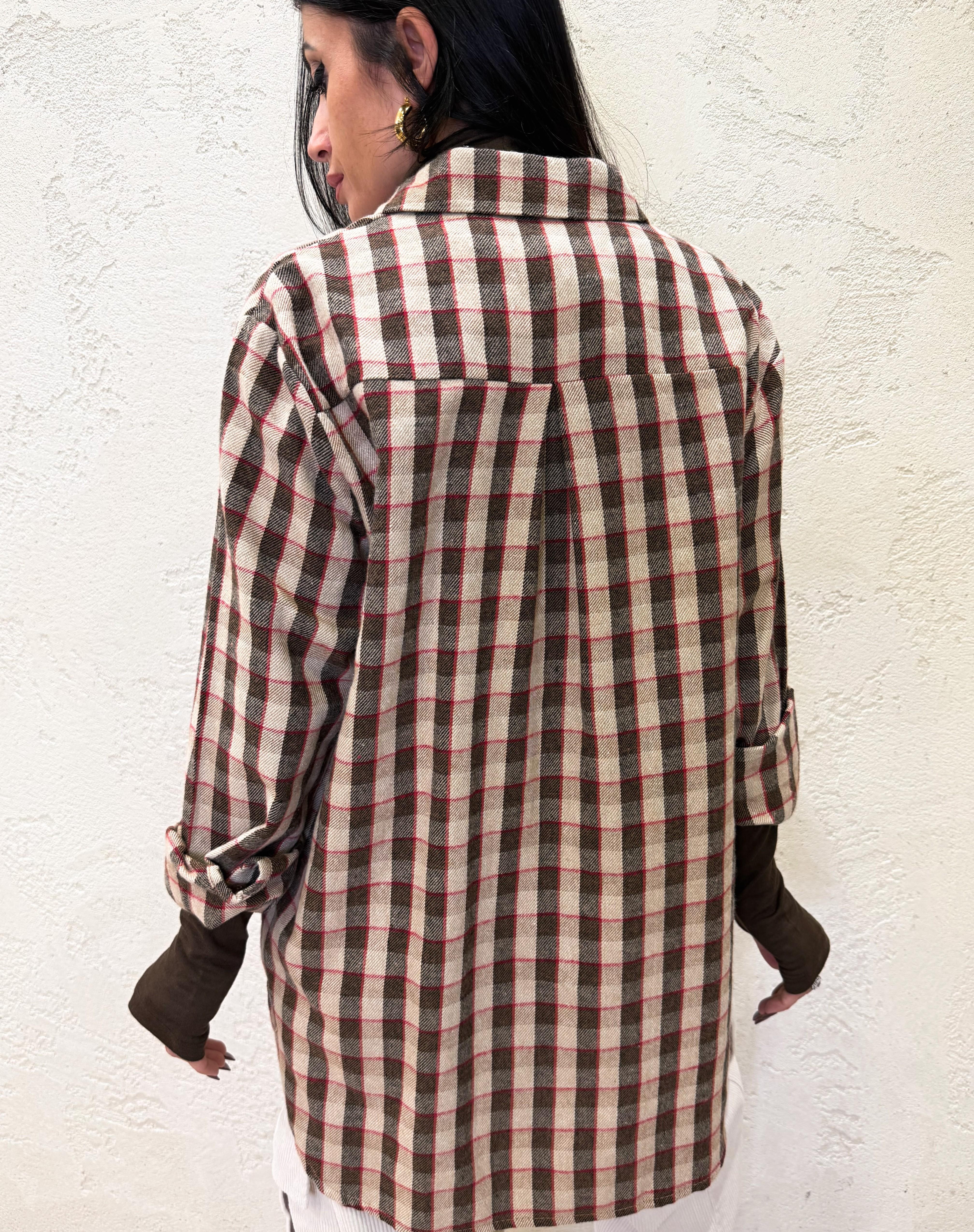 camicia check in flanella CJK-P133 ROSSO/CAMMELLO HAVEONE