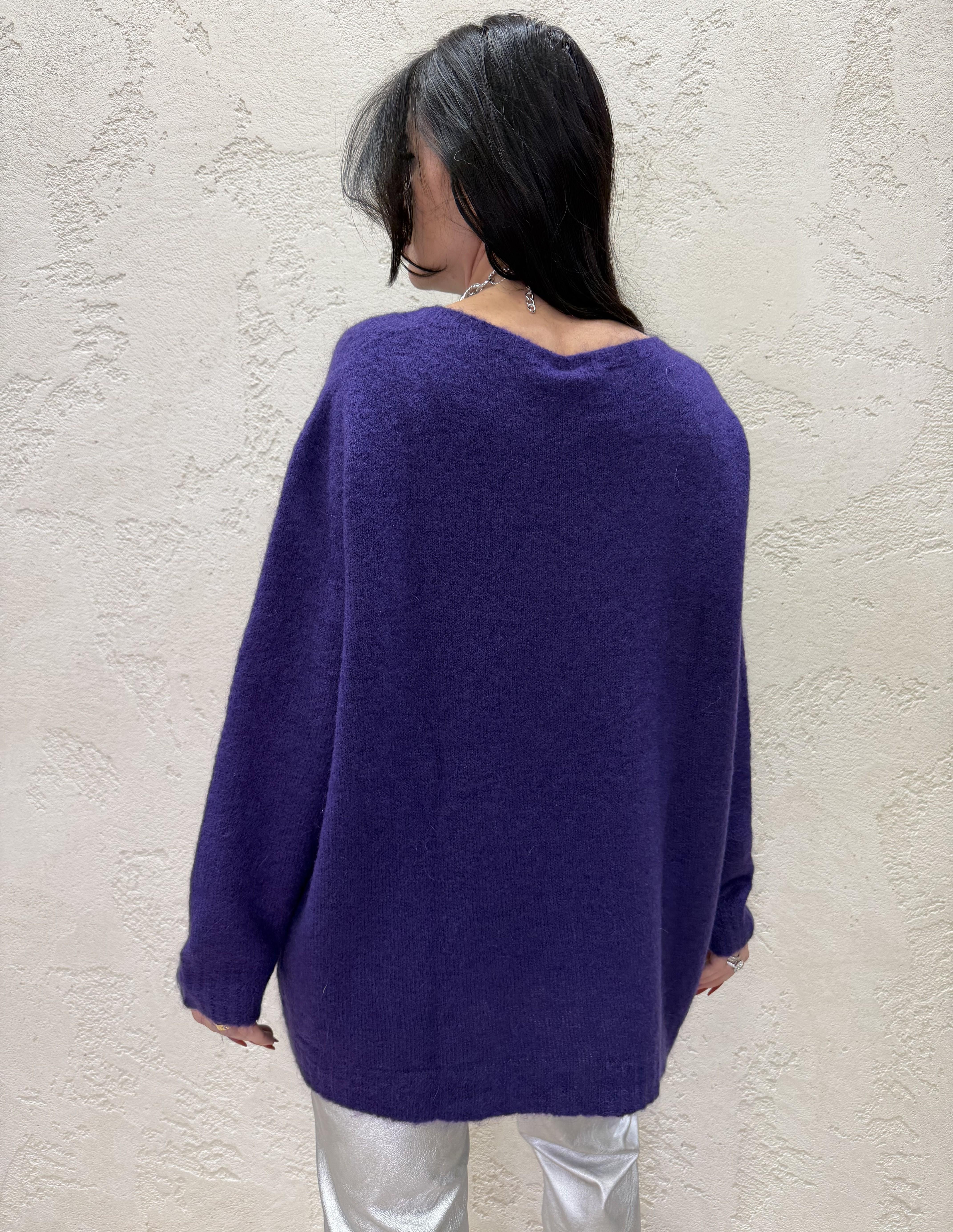pull misto mohair a scatoletta vestibilità oversize 55225F VIOLA VICOLO