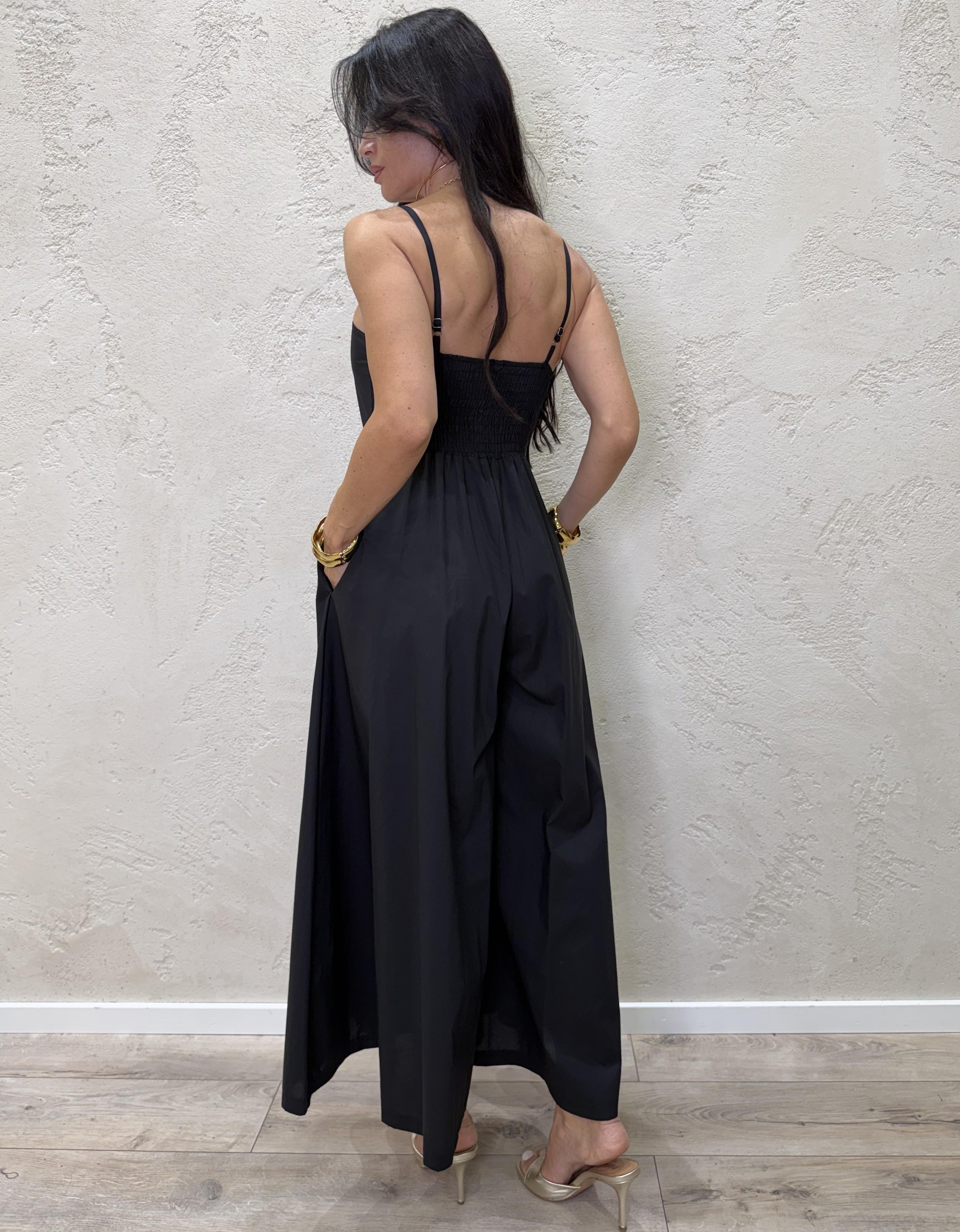jumpsuit effetto gonna in cotone paracadute PE260302 NERO TENSIONE IN