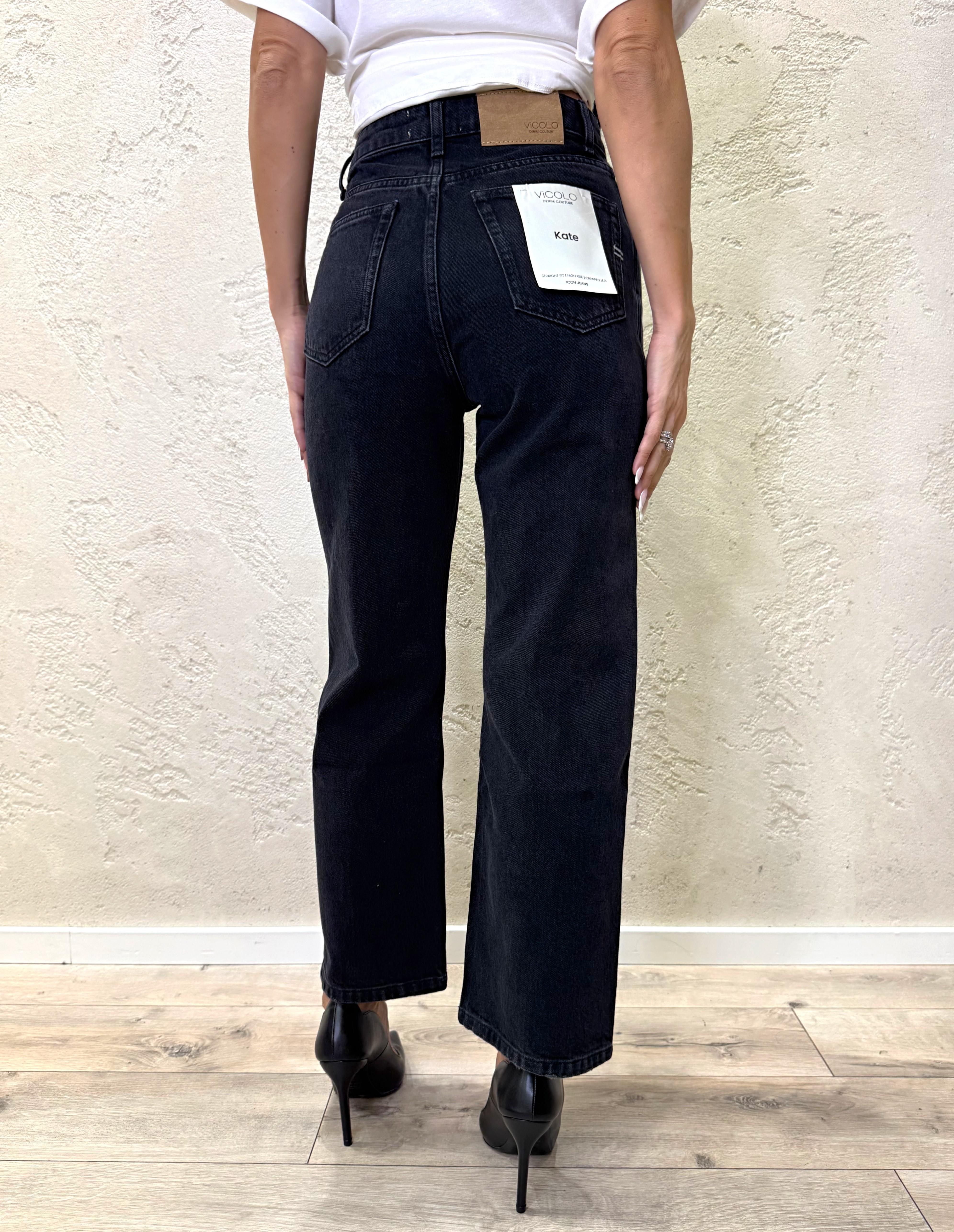jeans modello kate a gamba larga DF5124 NERO VICOLO