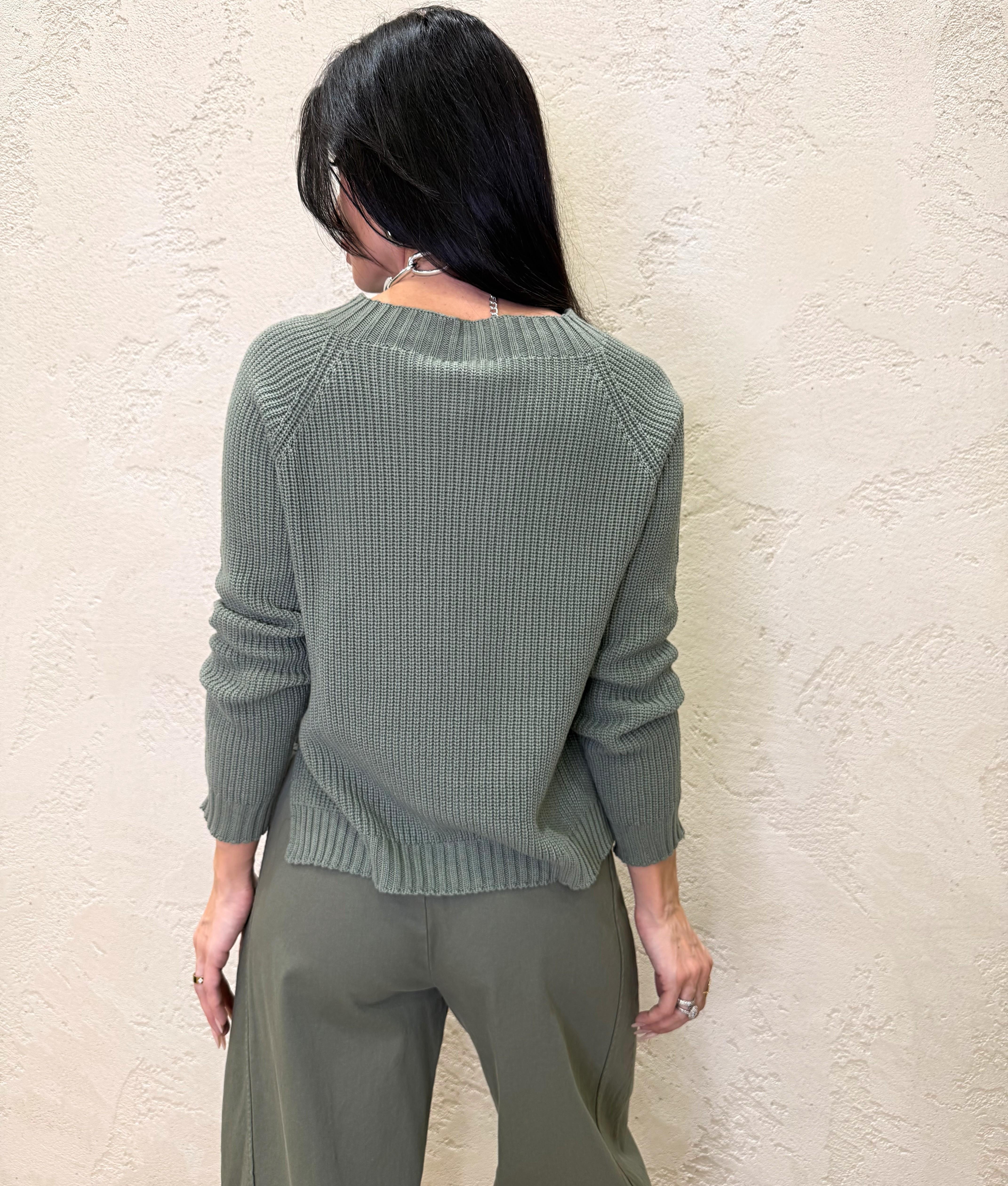 pull in maglia punto pannocchia 61041 VERDE MILITARE SUSY MIX