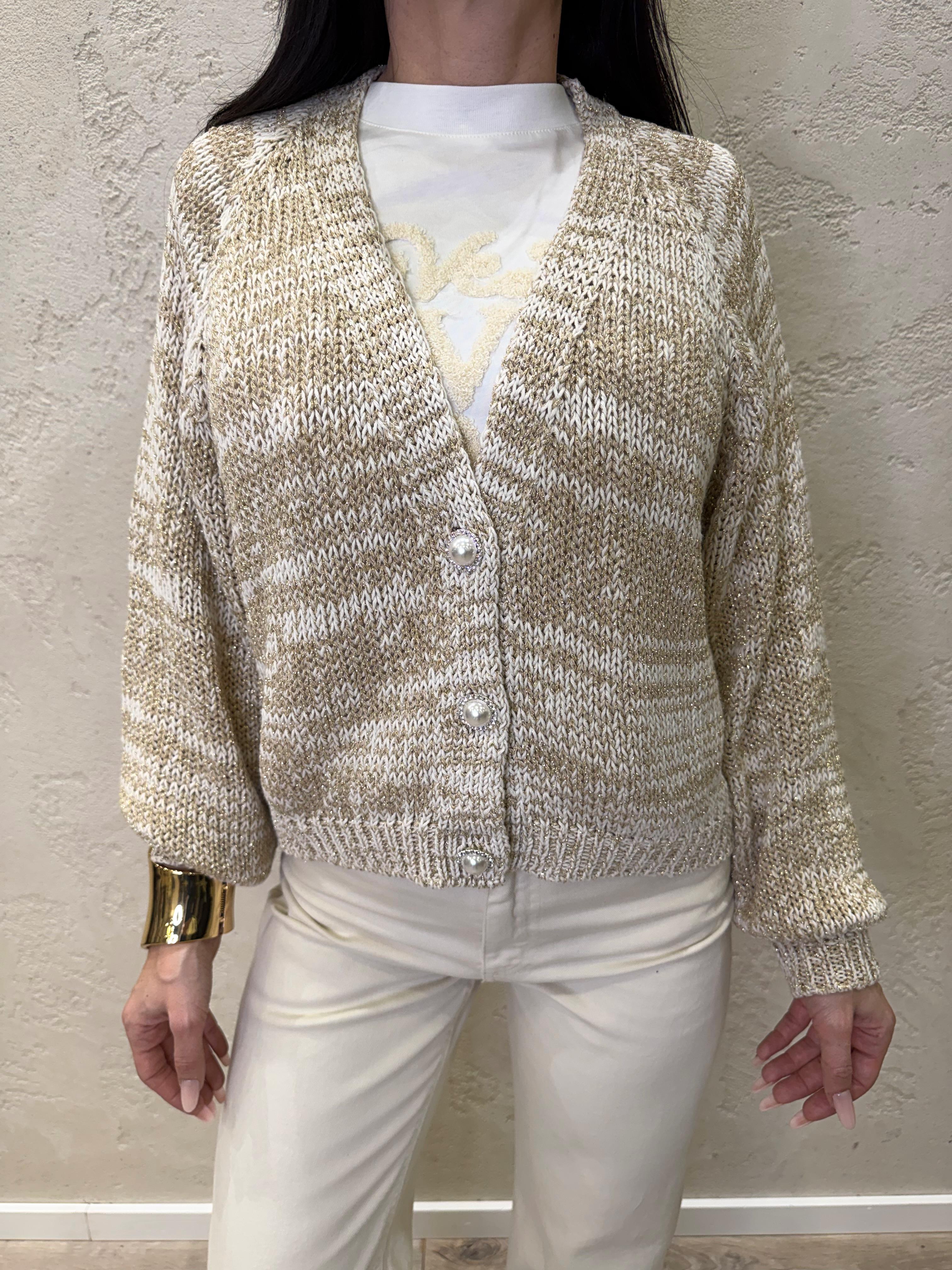 cardigan in lurex con bottoni gioiello JIT-Q008 CALCE HAVEONE