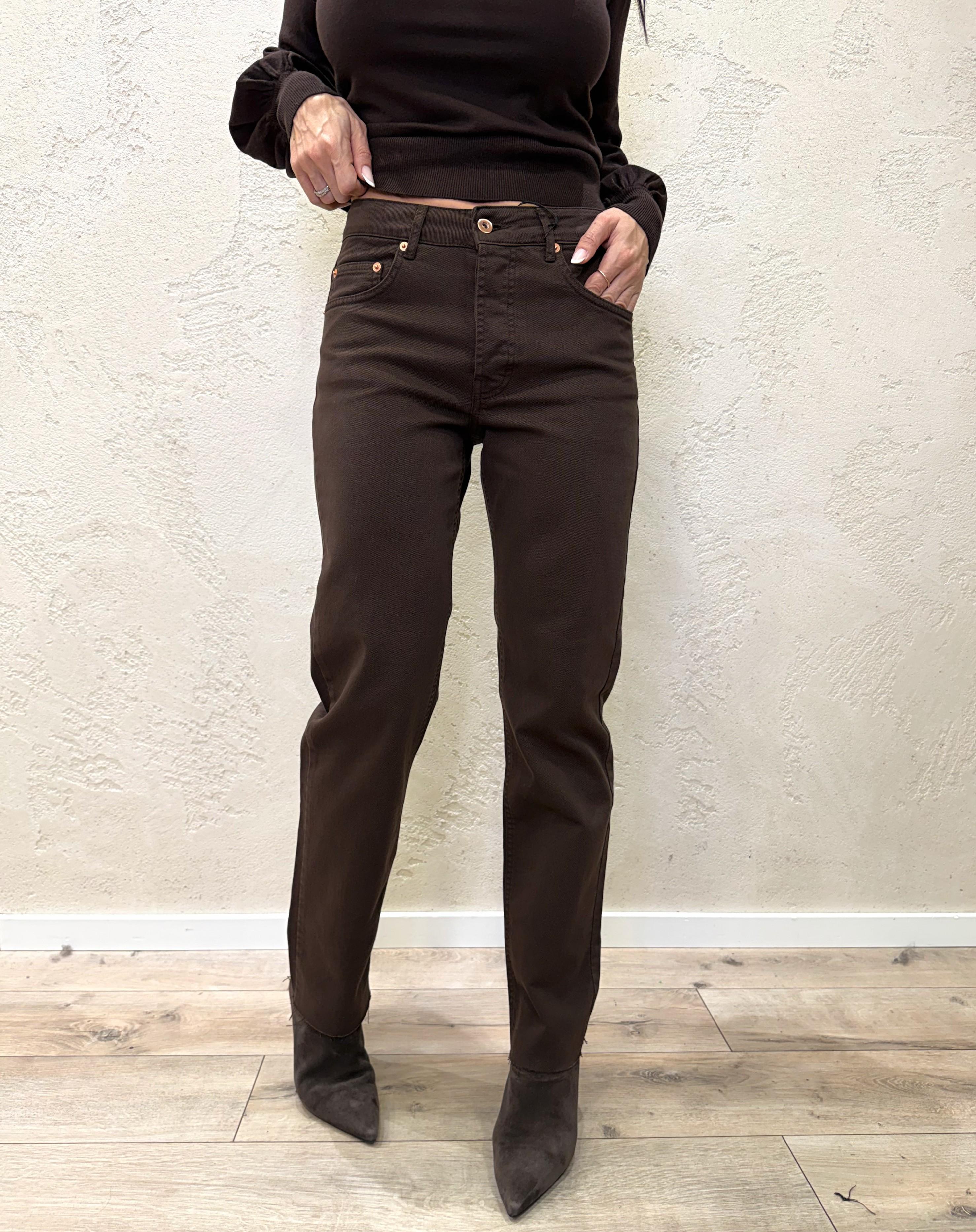 jeans elasticizzato a gamba dritta CJ12704 MORO TENSIONE IN