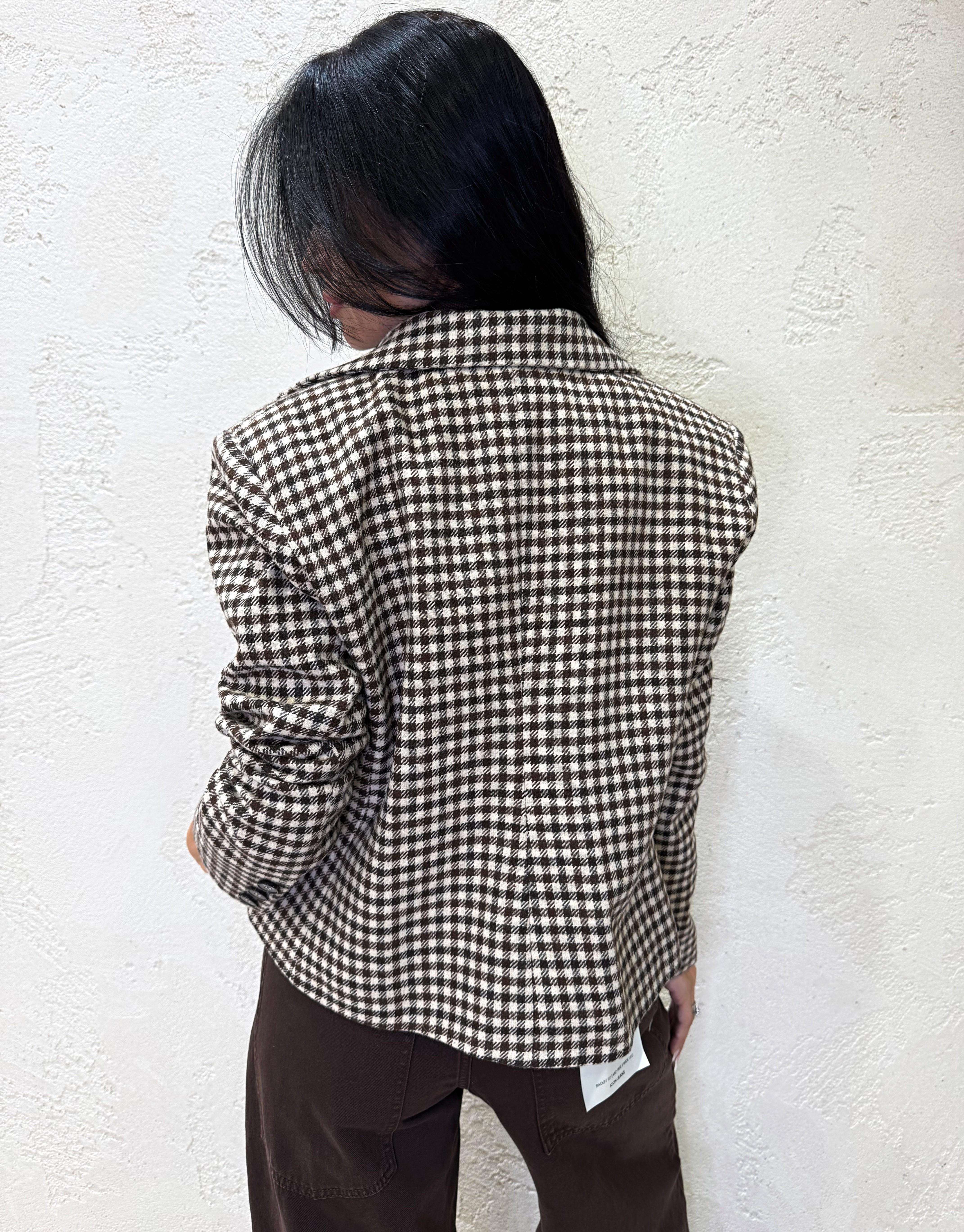 blazer a quadretti con spille removibiliBlazeer B 26B883 MARRONE TENSIONE IN