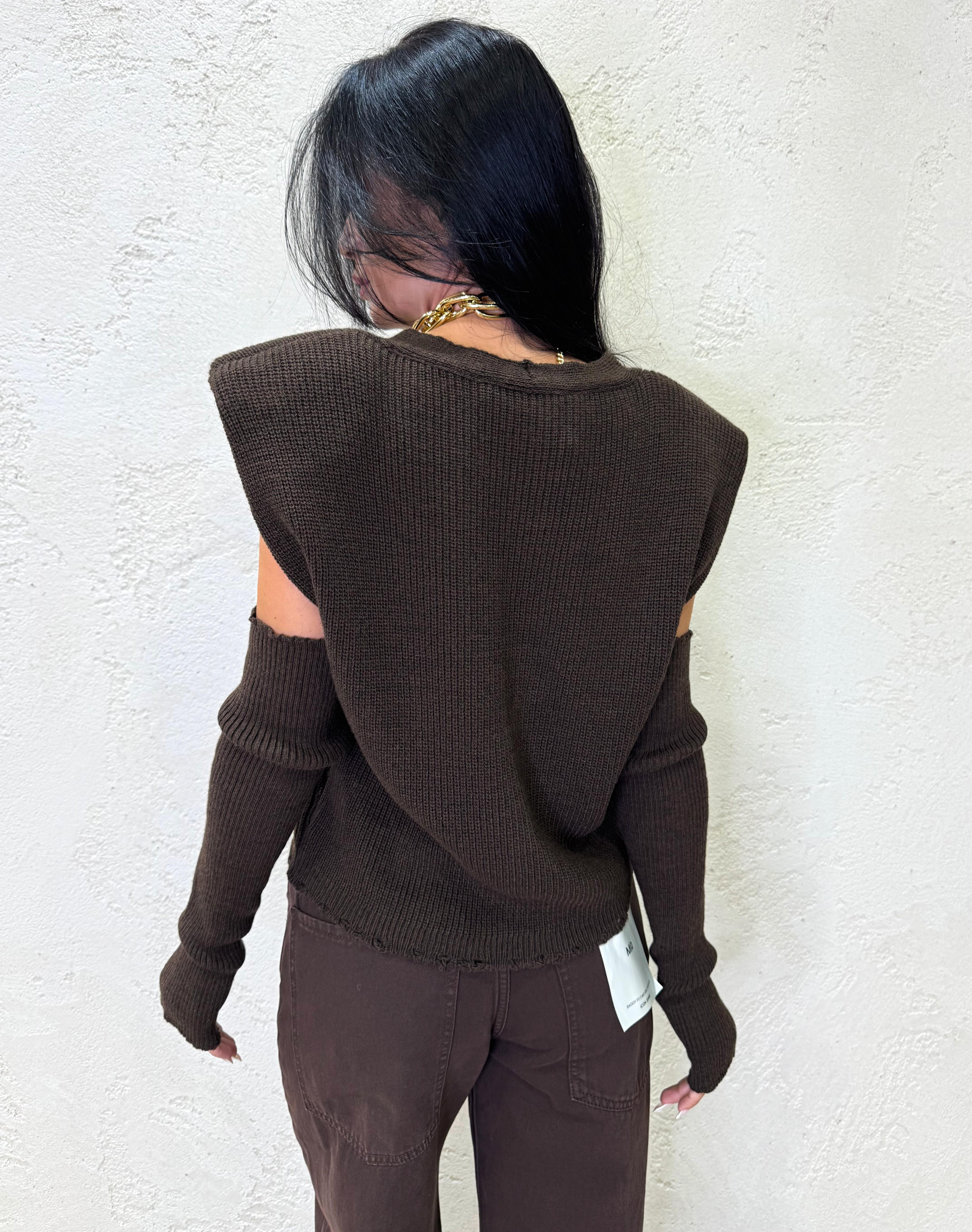 gilet misto lana con spalline e manicotti LFP-P015 MORO HAVEONE