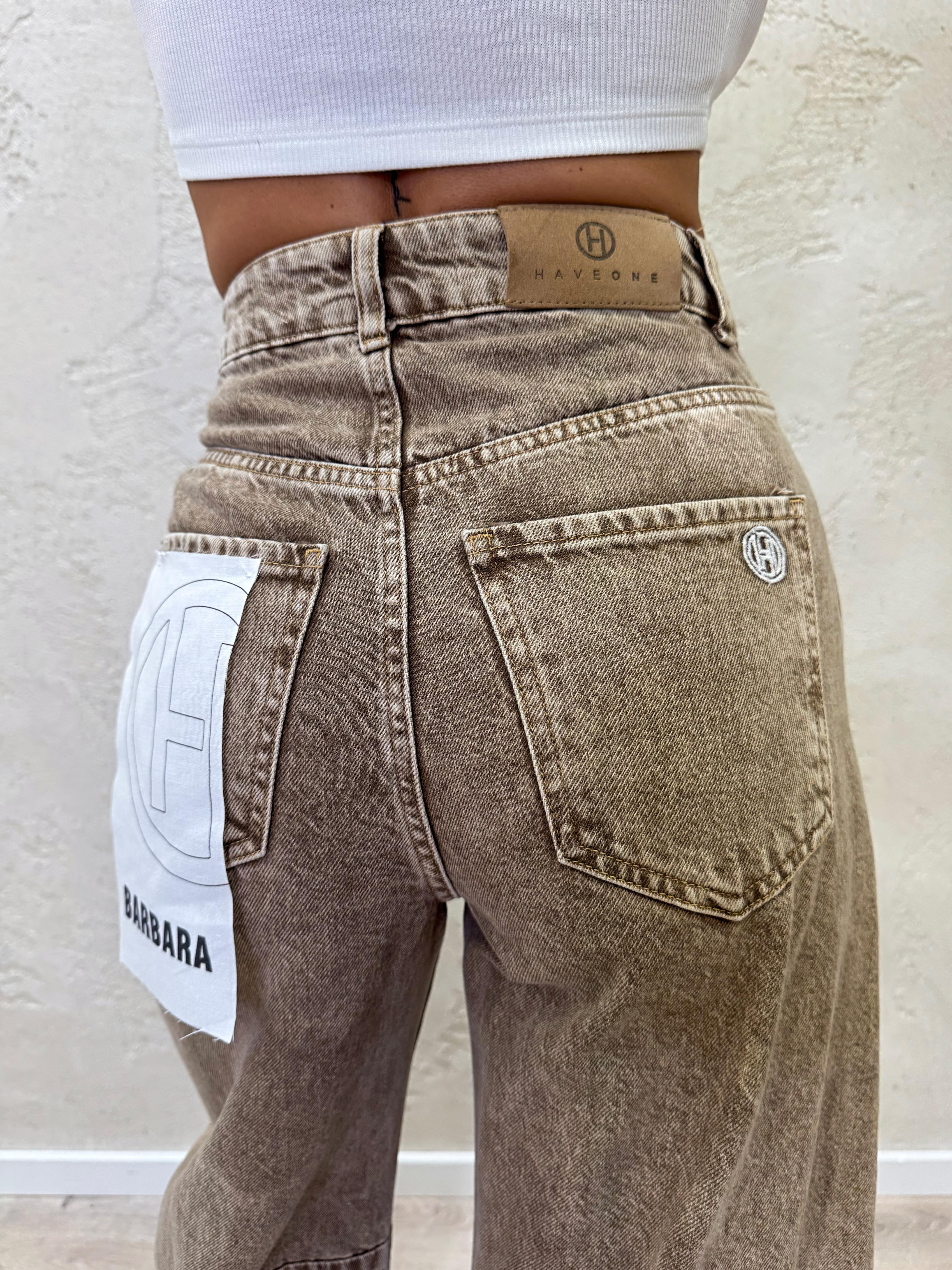 jeans modello barbara a ferro di cavallo PFA-P050 SABBIA HAVEONE