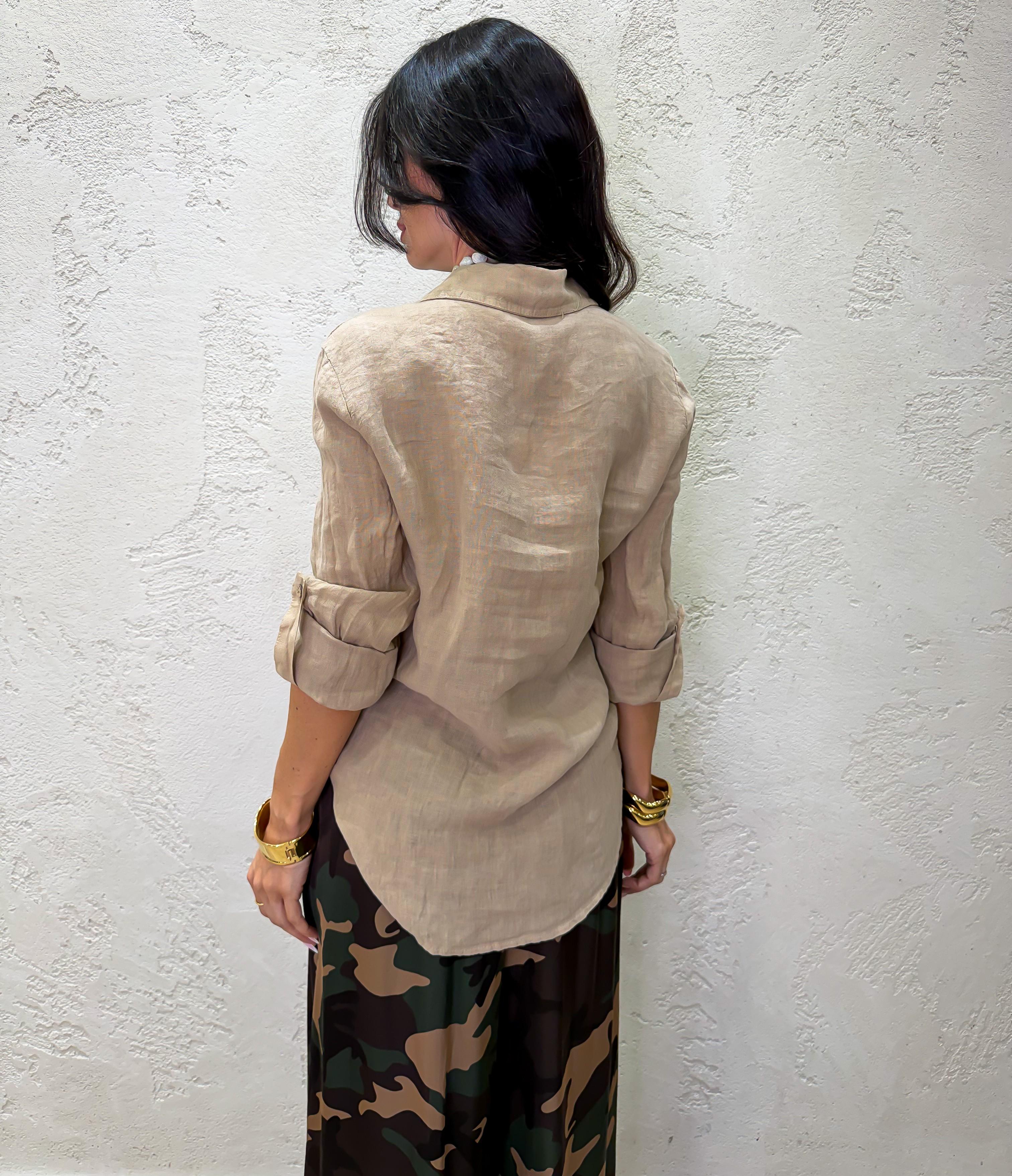 camicia "ARIA" 100% lino H4874 BEIGE ELEVI