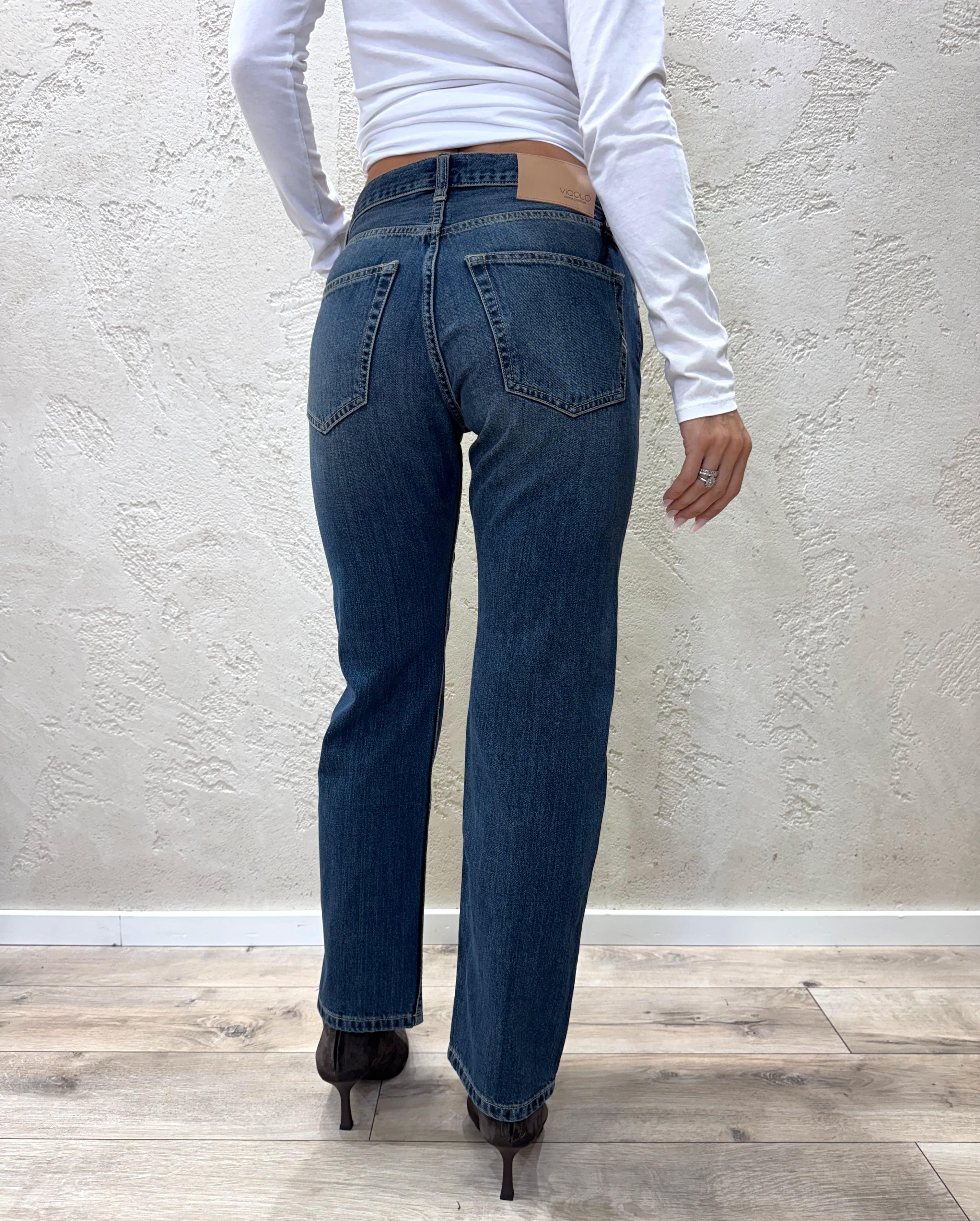 jeans modello emy a gamba dritta DF5108 SLAVATO VICOLO