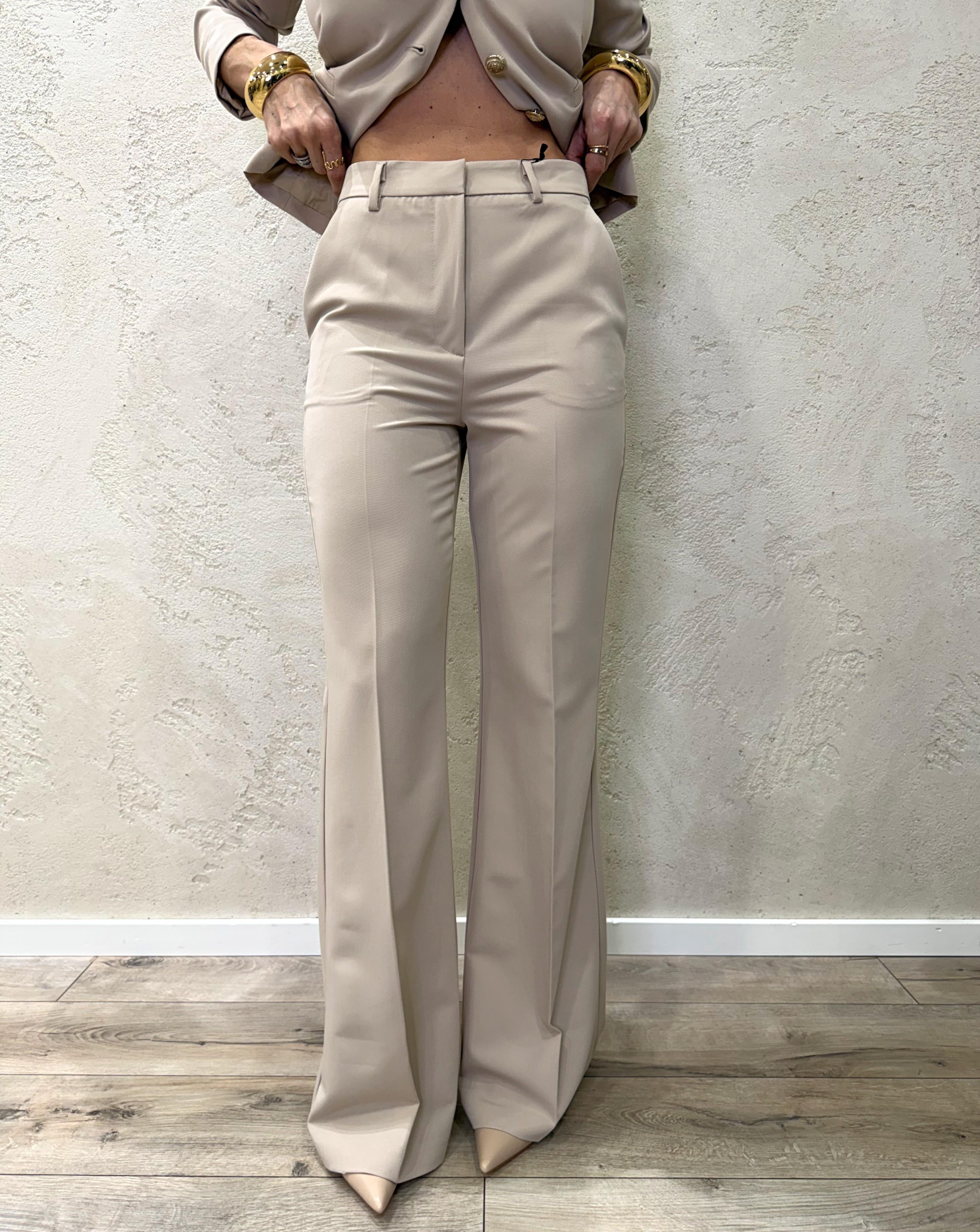 pantalone elasticizzato modello a zampa TAB1714 BEIGE VICOLO