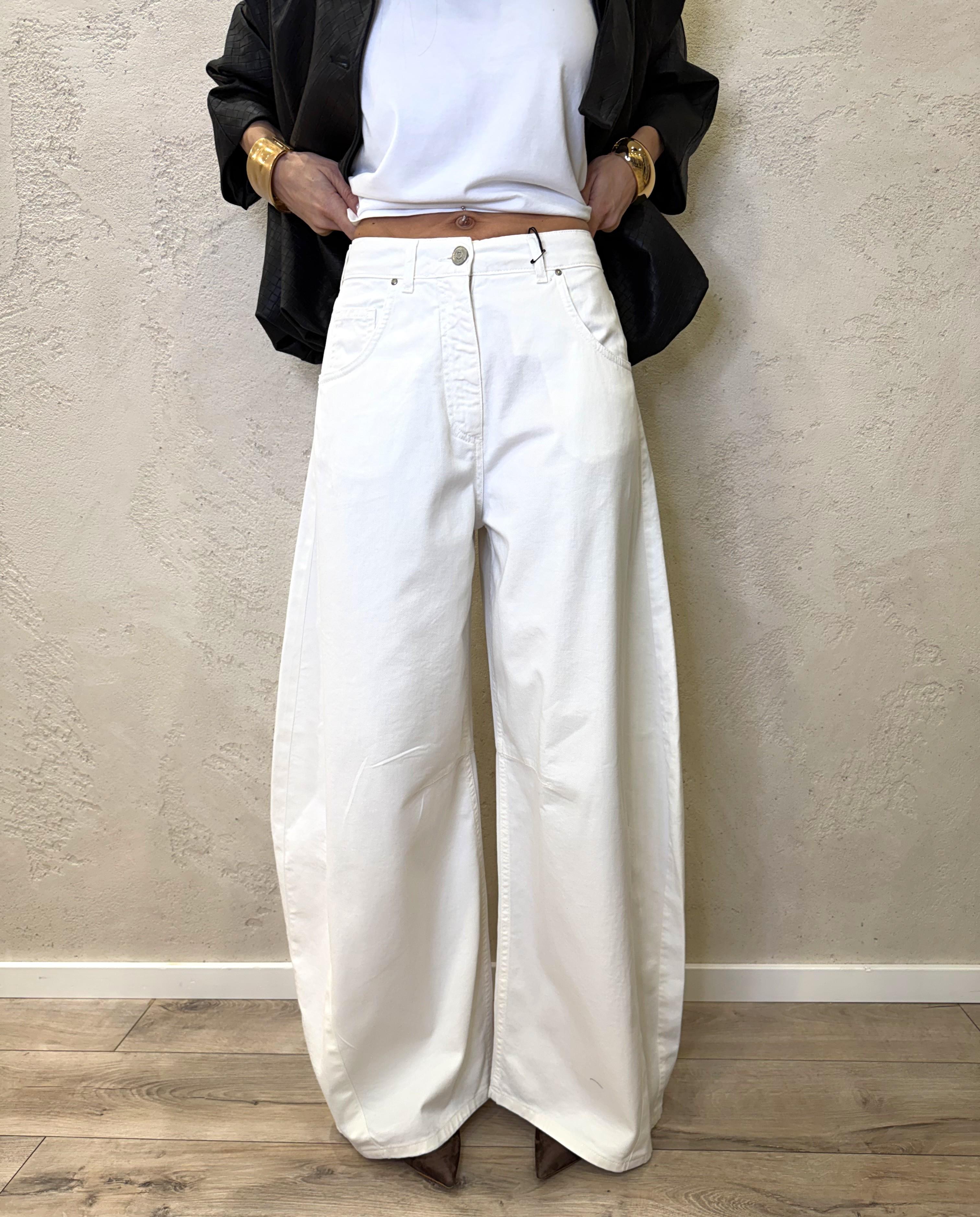 jeans elasticizzato modello louvre barrel fit P314B982D001 BIANCO TENSIONE IN