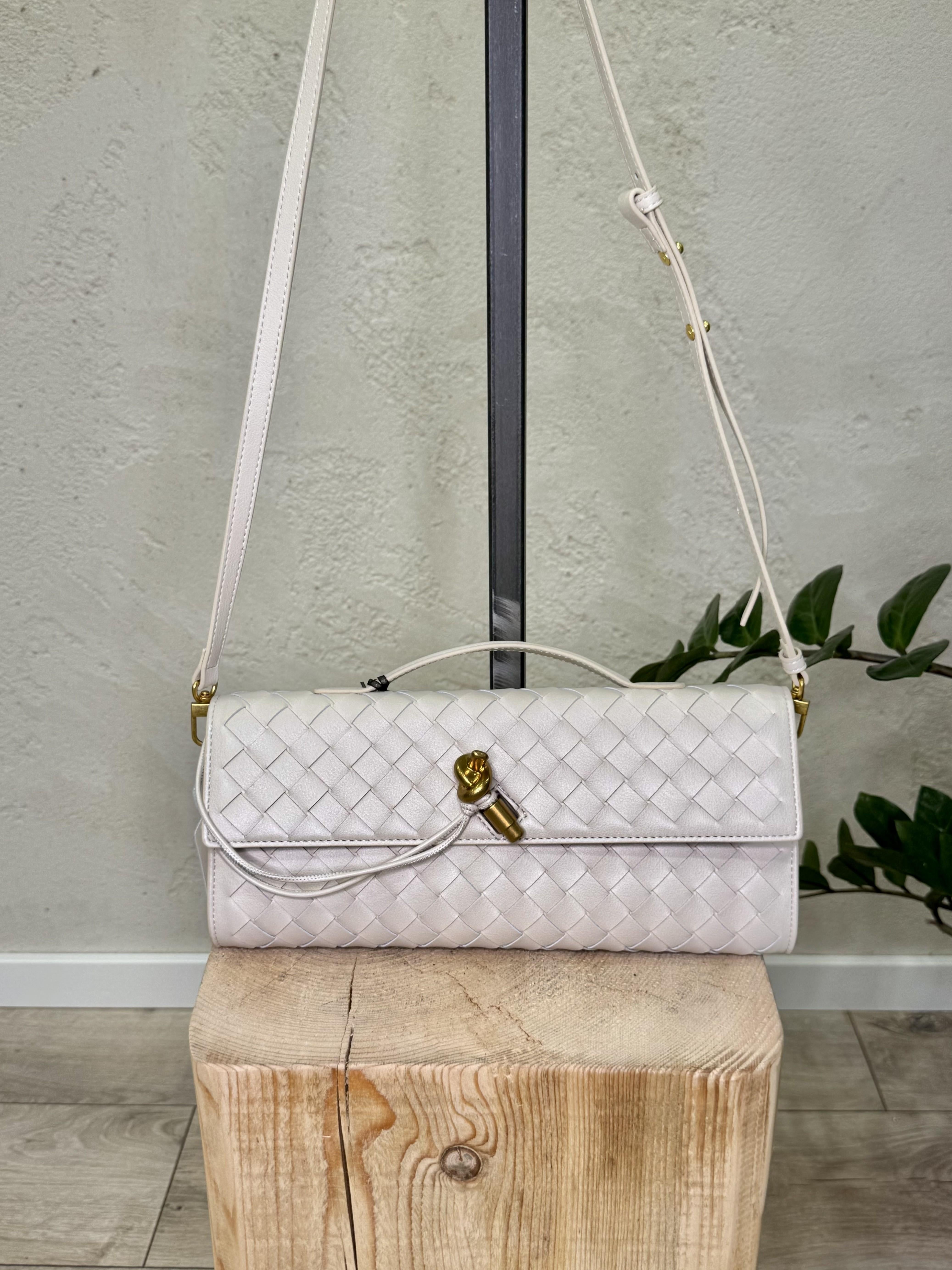 borsa clutch intrecciata 100% vera pelle BPINTRECCIO BEIGE ELEVI