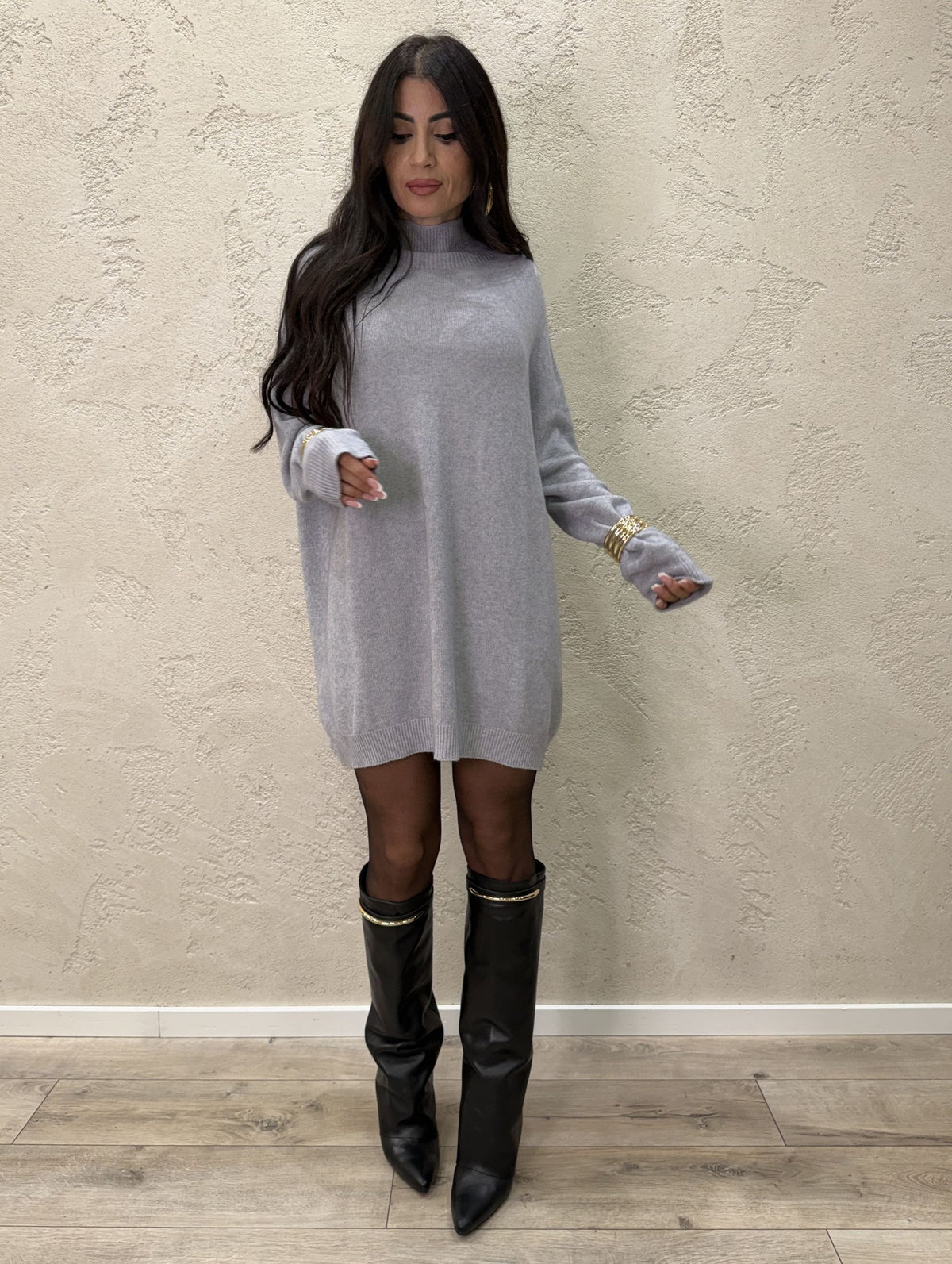 Pullover a collo alto in misto viscosa