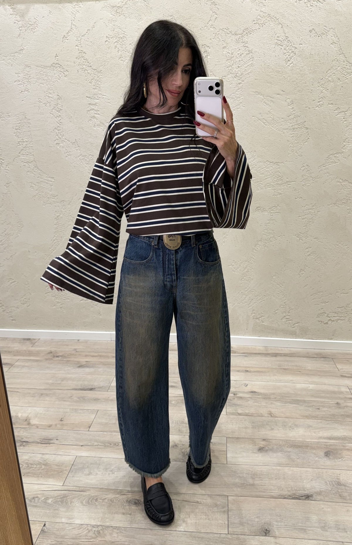 Maglia over a righe con maniche ampie