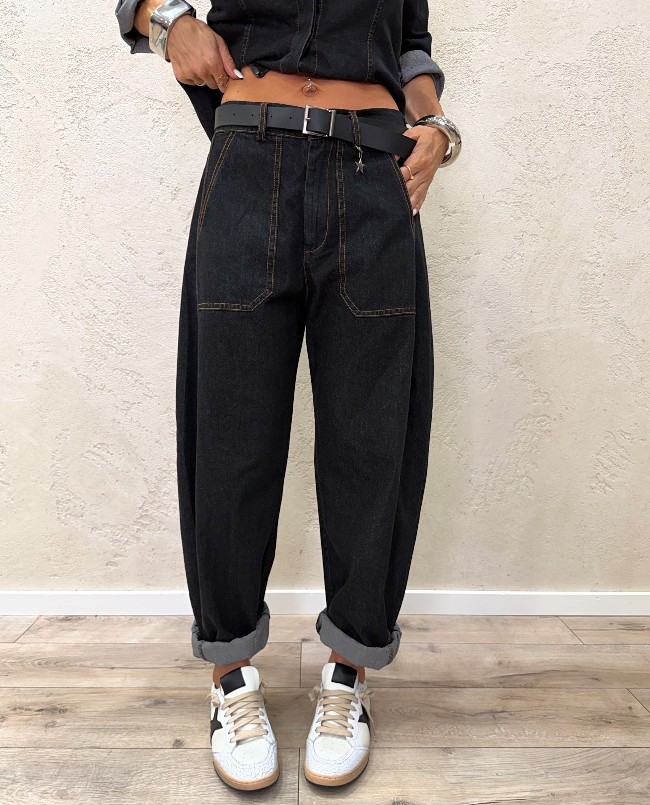 Pantalone stellina in cotone modello a ovetto