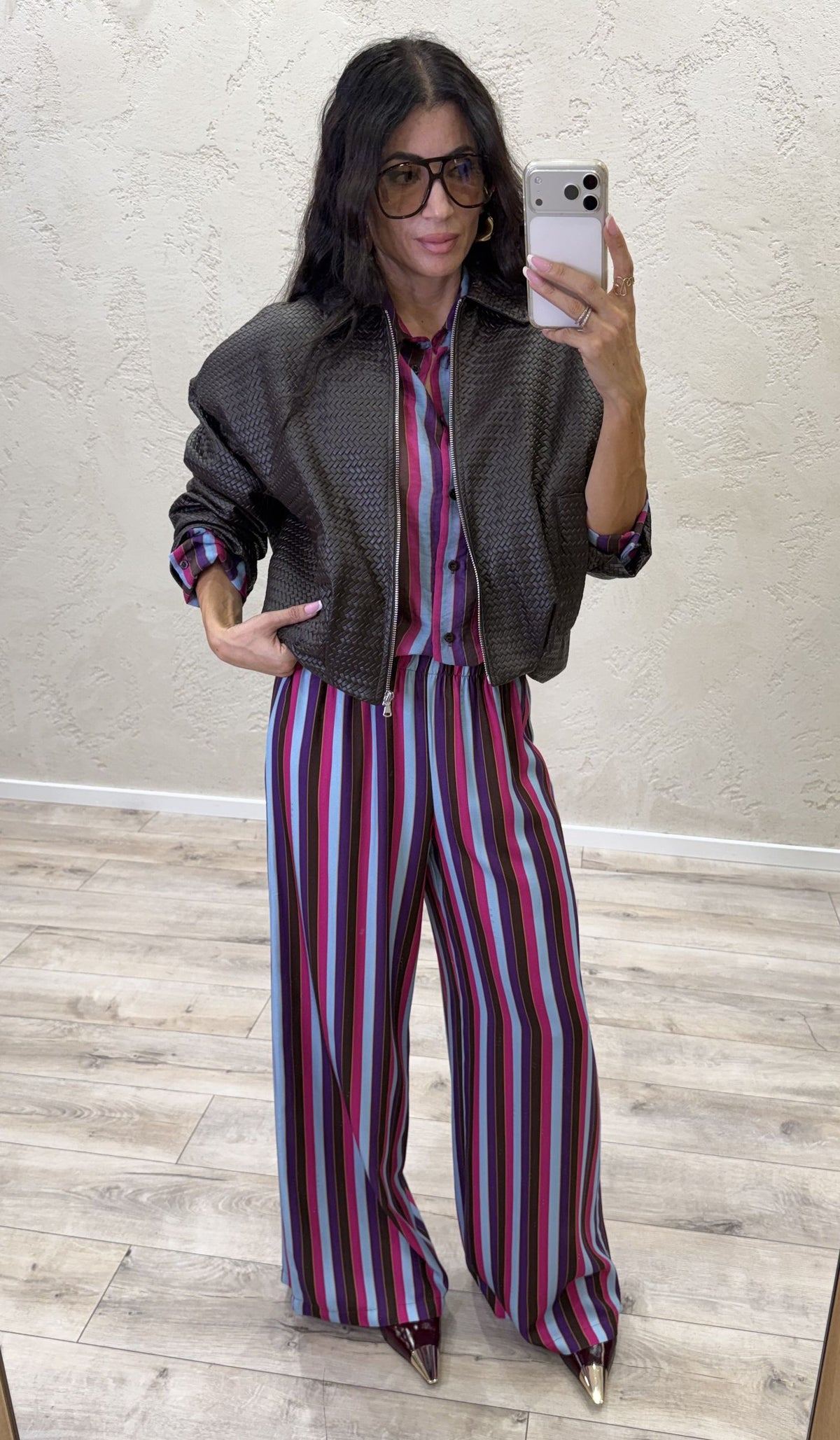 Pantalone "Nomad" a righe in viscosa