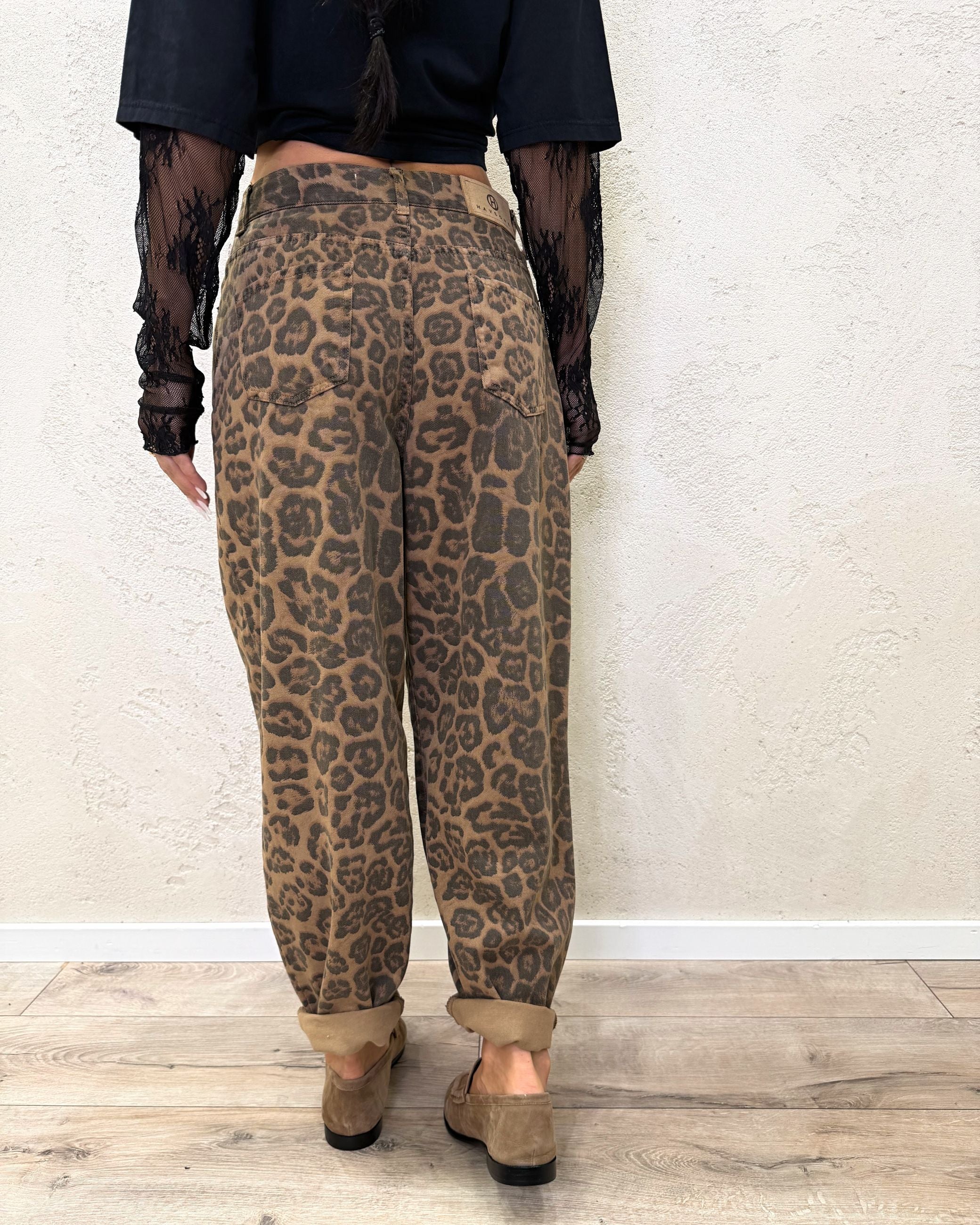 Pantalone a gamba dritta maculato