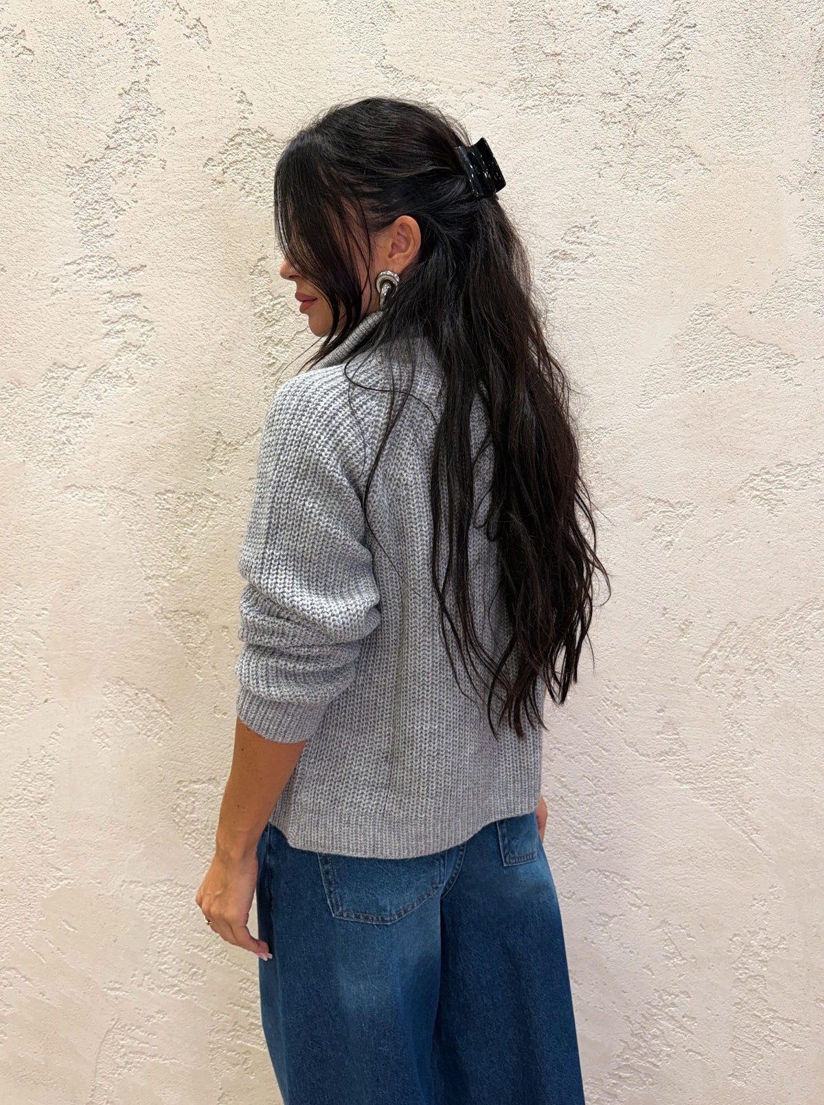 Cardigan in misto lana e alpaca con zip