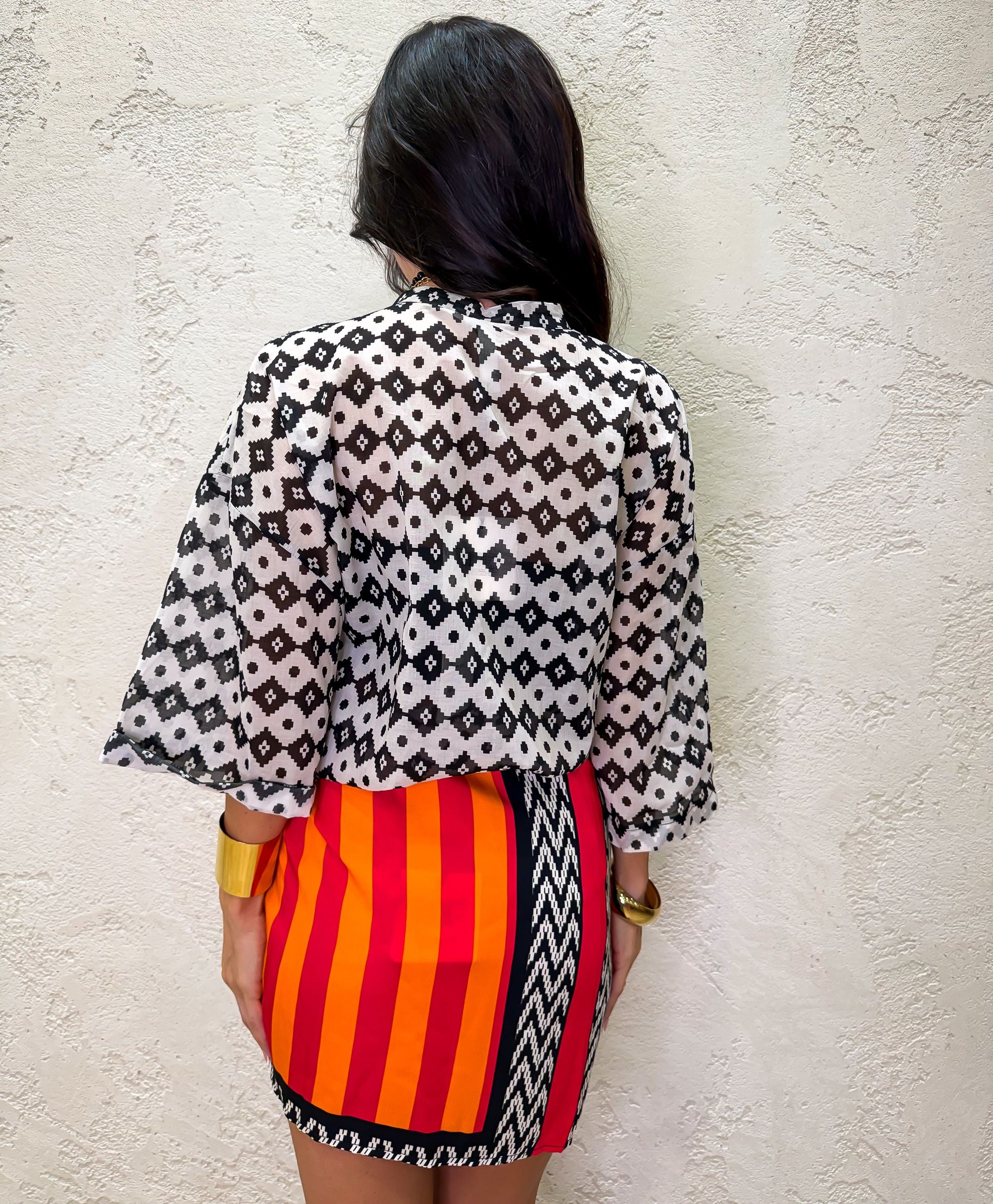 Camicia in mussola fantasia tribal