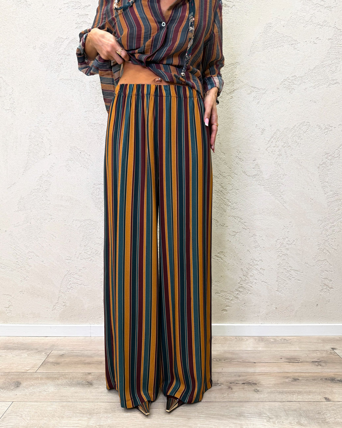 Pantalone "Nomad" a righe in viscosa