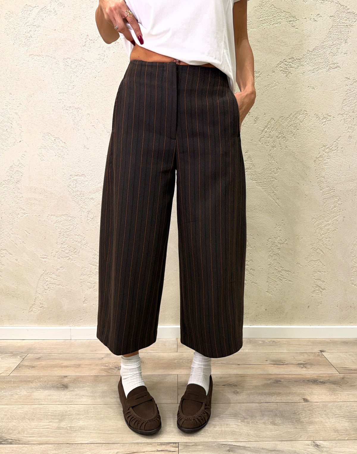 Pantalone ampio gessato