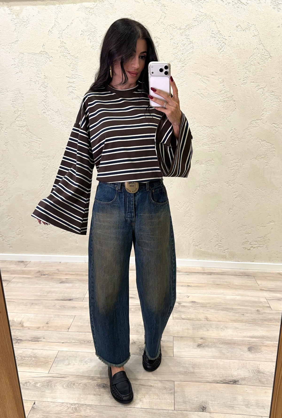 Maglia over a righe con maniche ampie