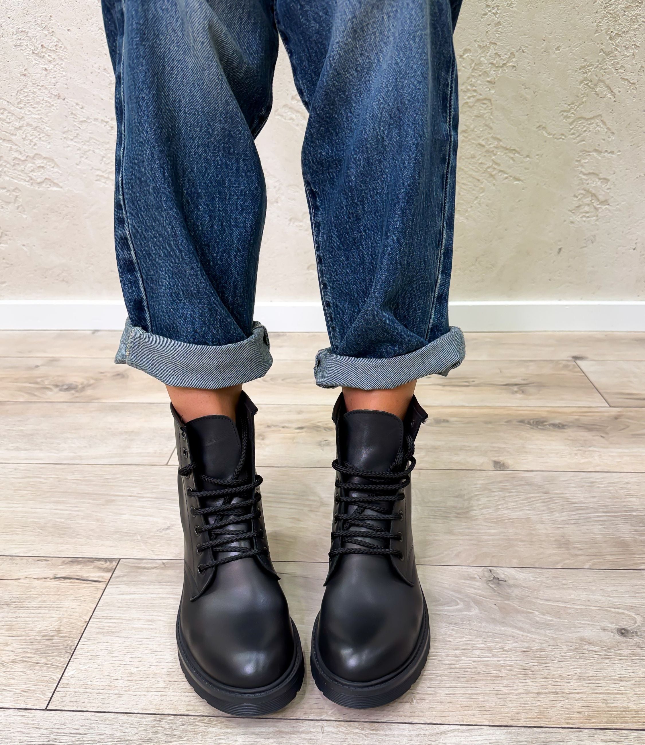 Stivaletto biker in pelle