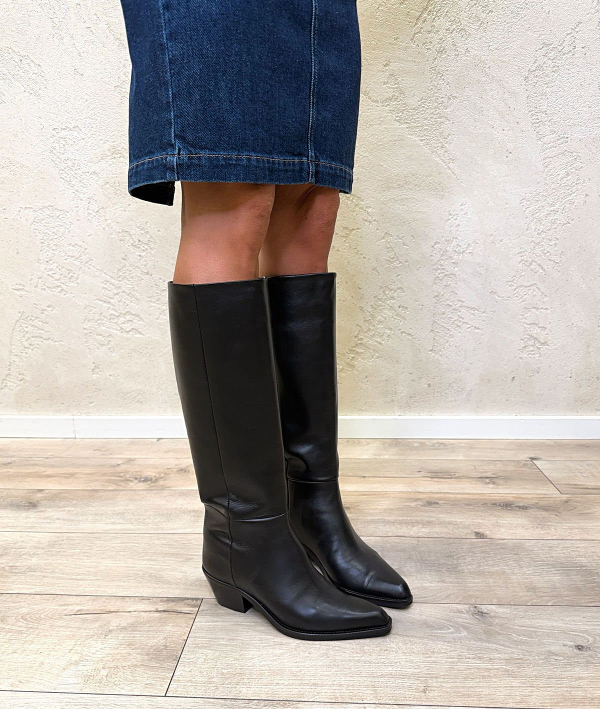 Stivale texano alto in vera pelle