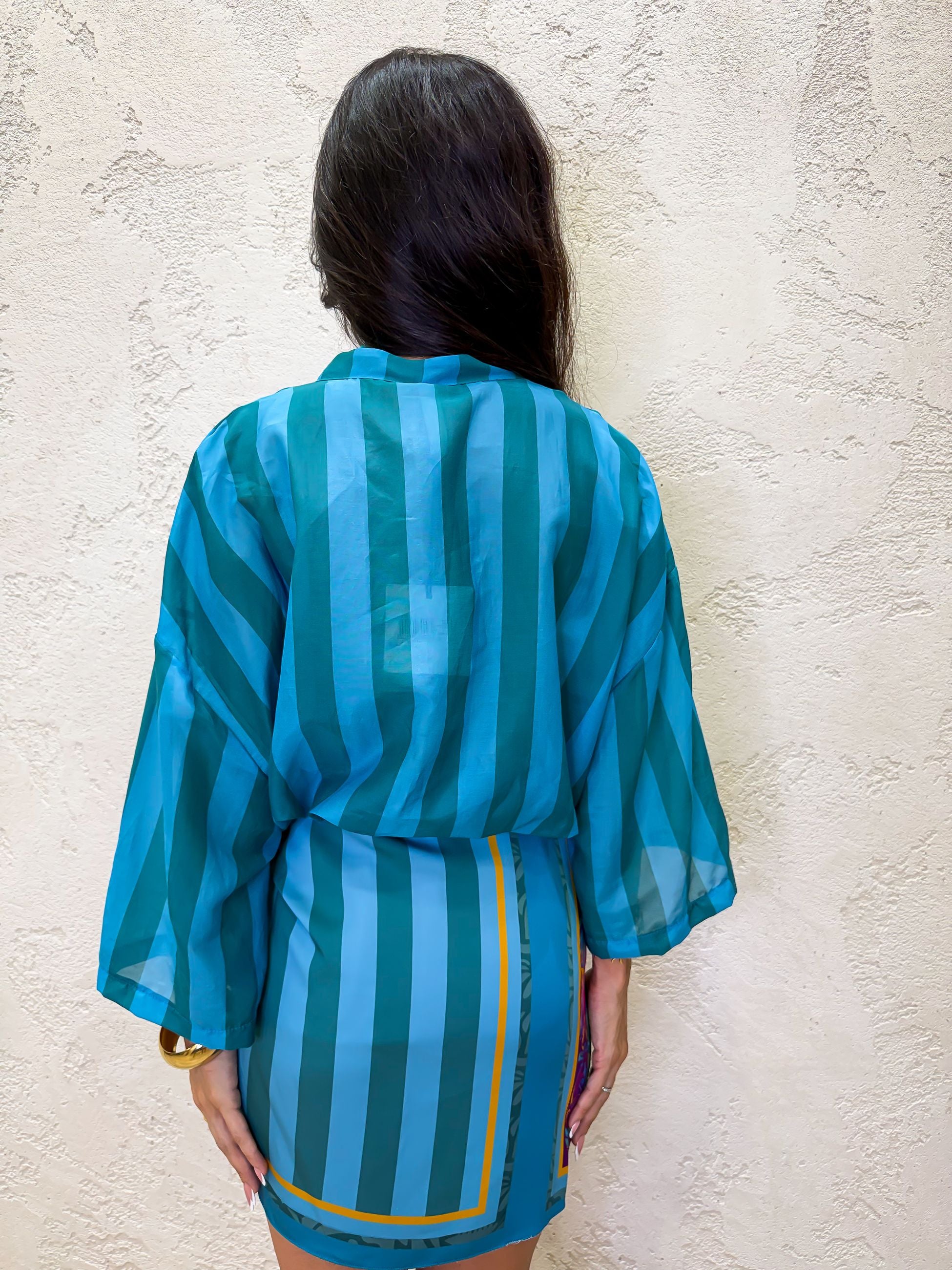 camicia maxi riga misto seta