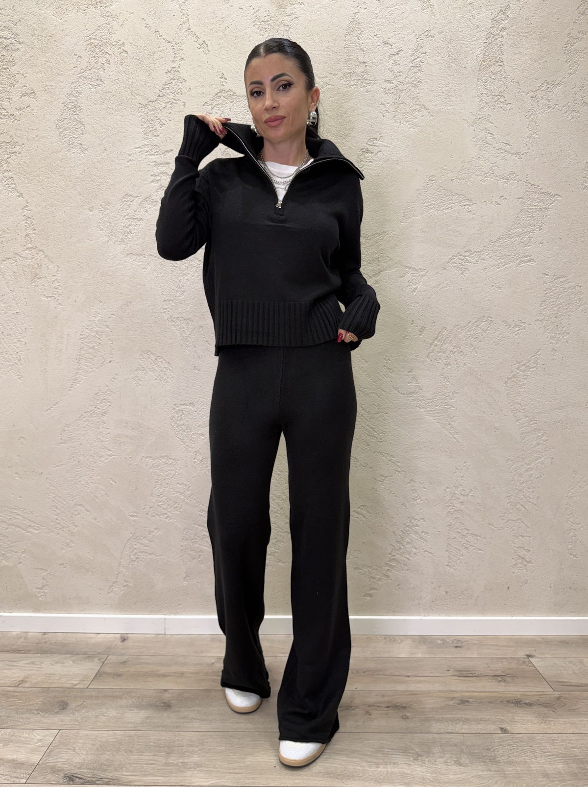 Tuta in maglia "Comfy" zip corta