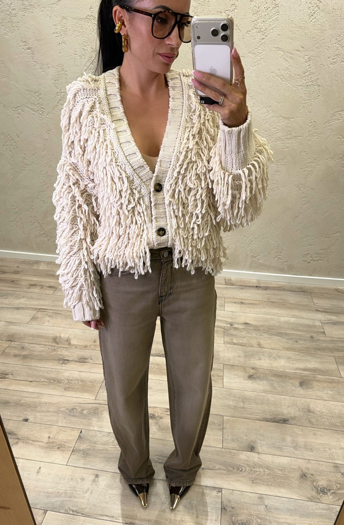 Cardigan Fringes in misto lana
