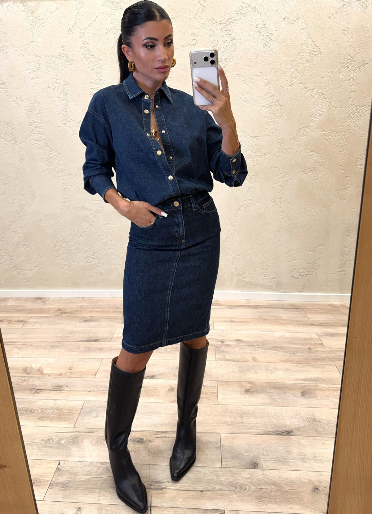 Abito camicia denim