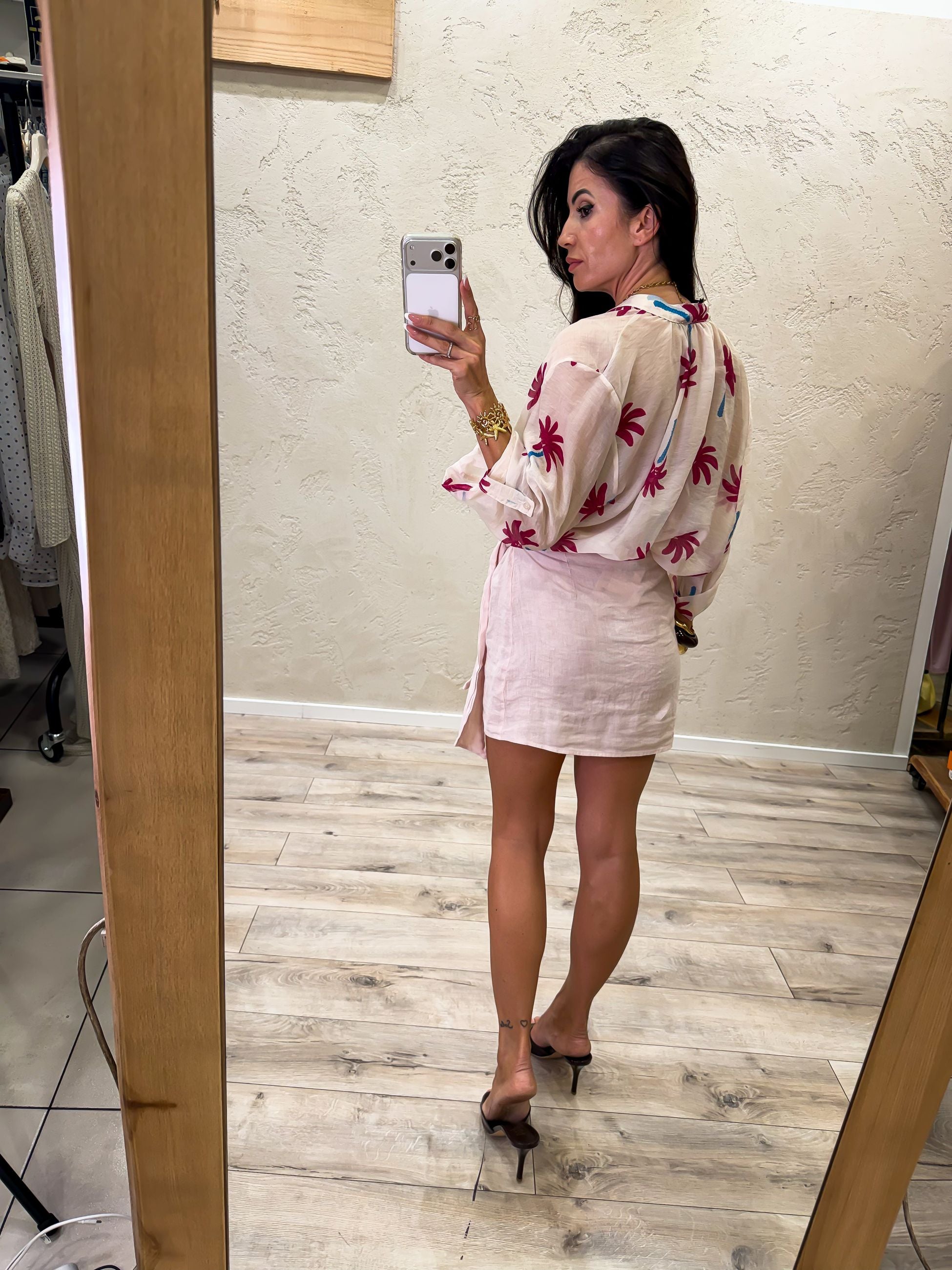 camicia effetto vedo non vedo fantasia palme