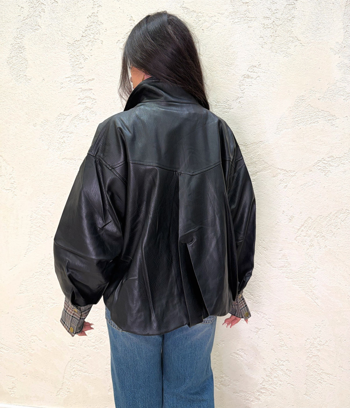 Bomber "London" in ecopelle con tartan
