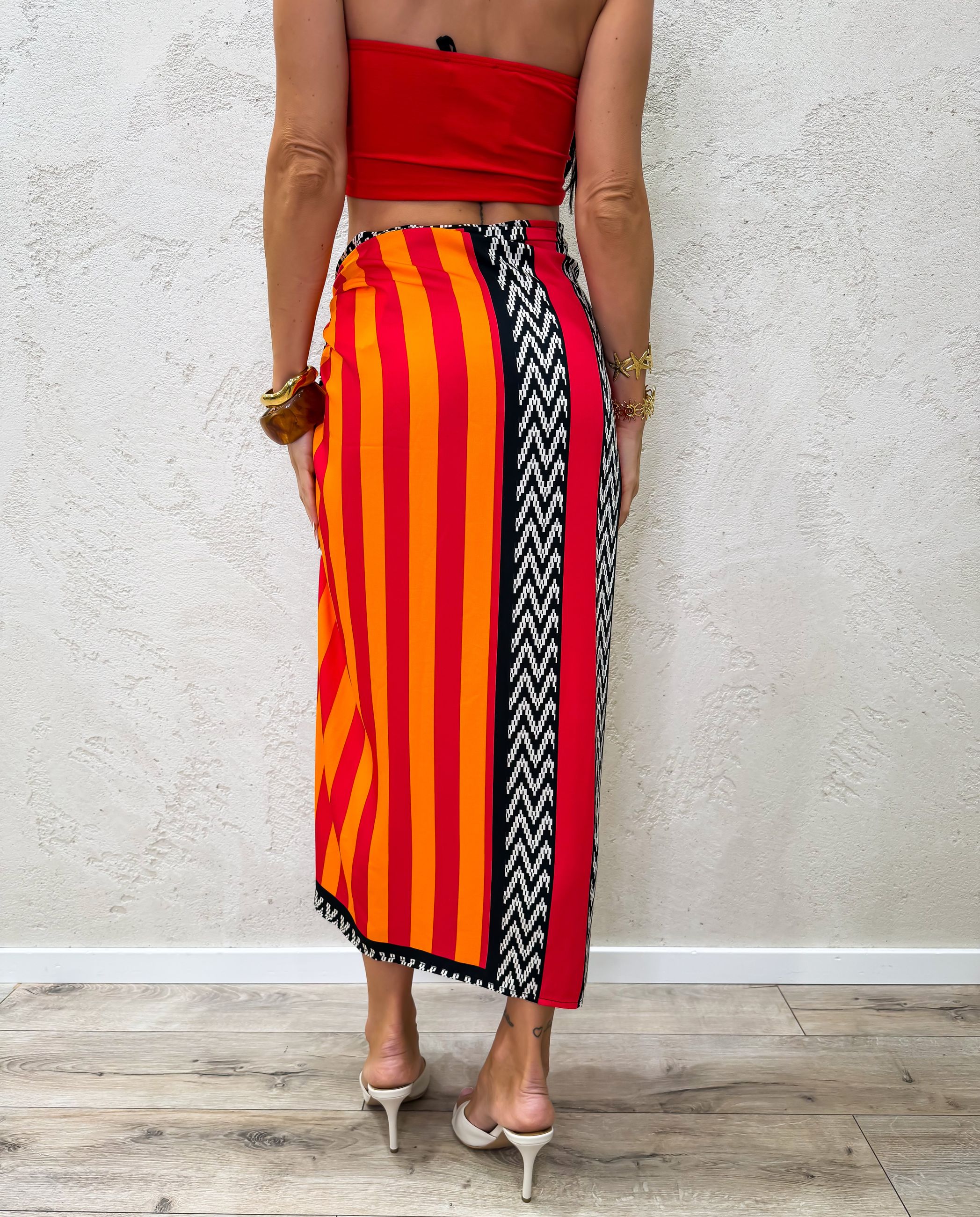 gonna midi pareo foulard tribal zebra