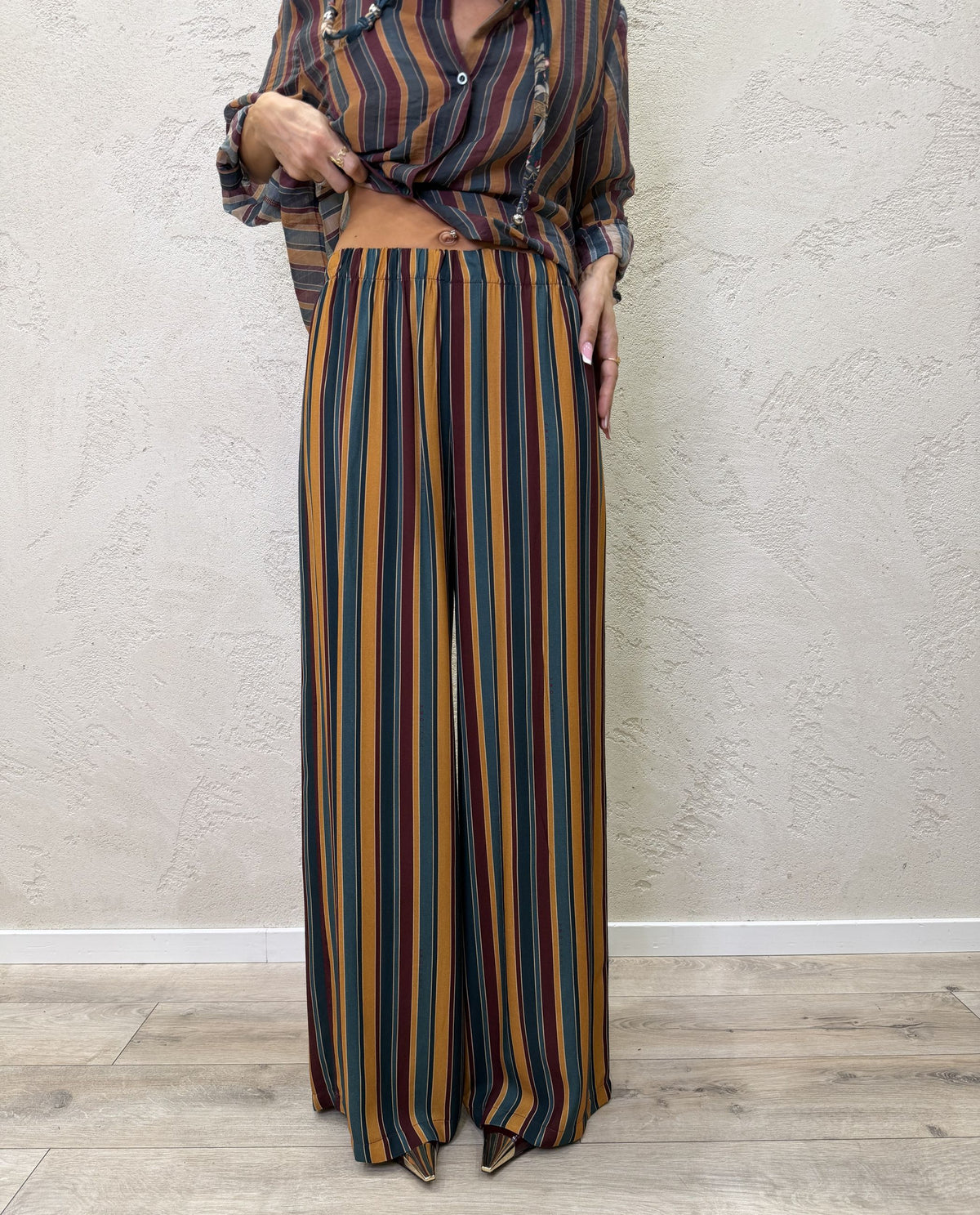 Pantalone "Nomad" a righe in viscosa
