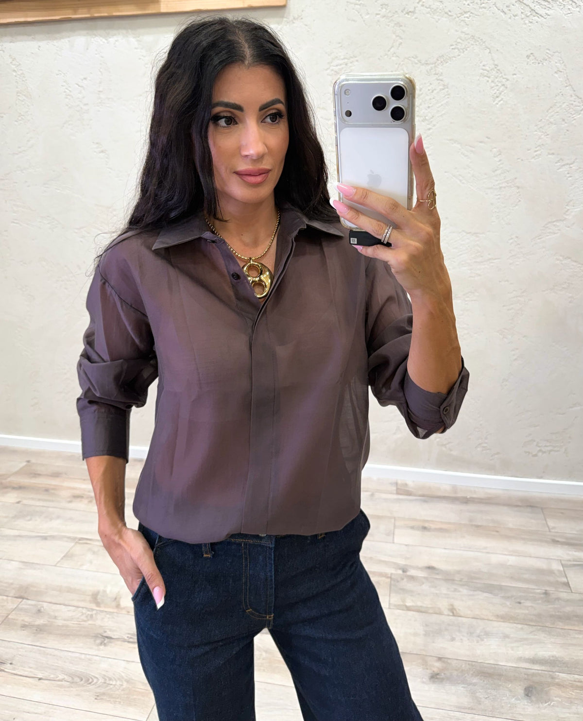 Camicia in lyocell semitrasparente