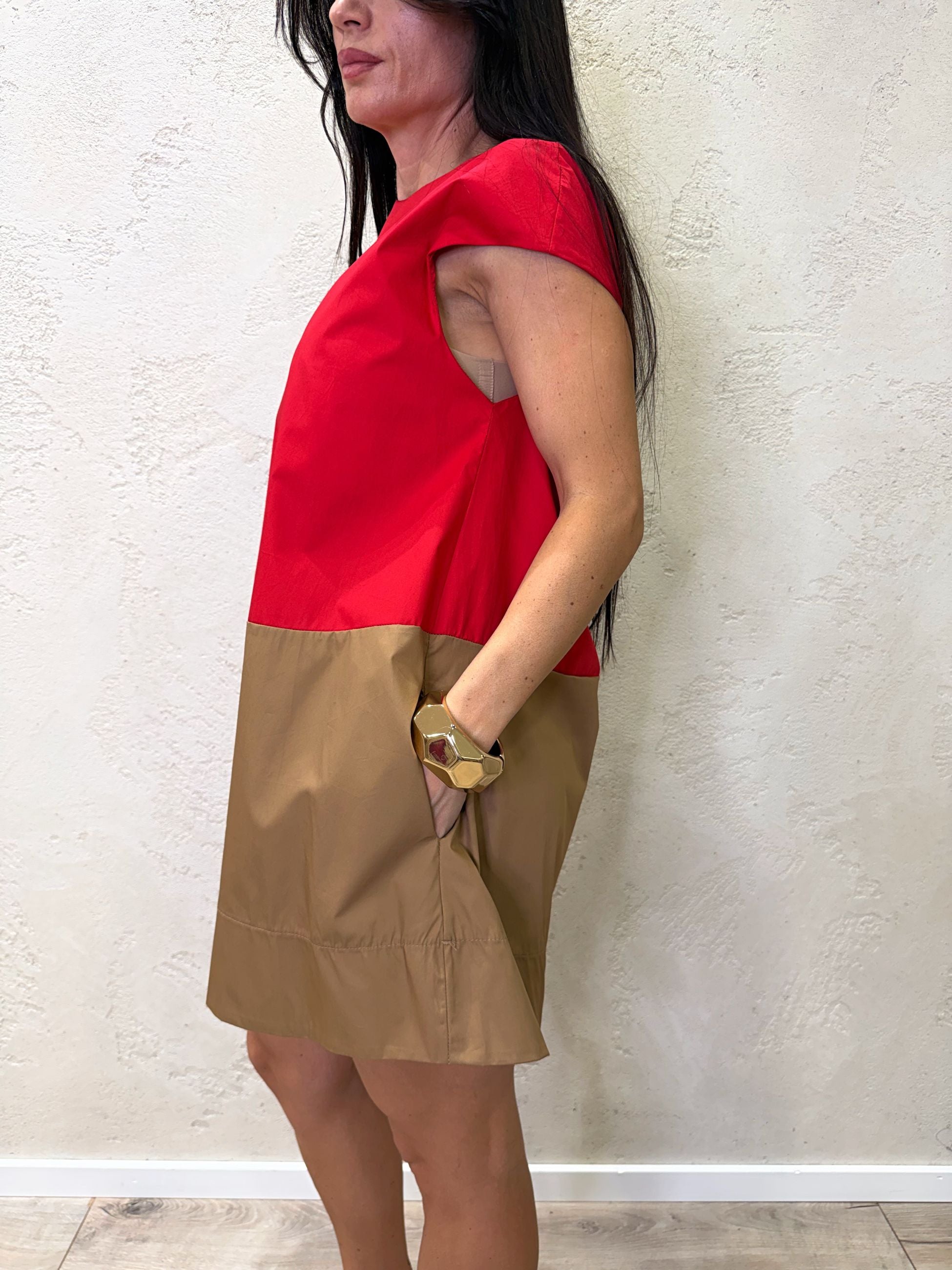 abito mini in 100% cotone doppio colore