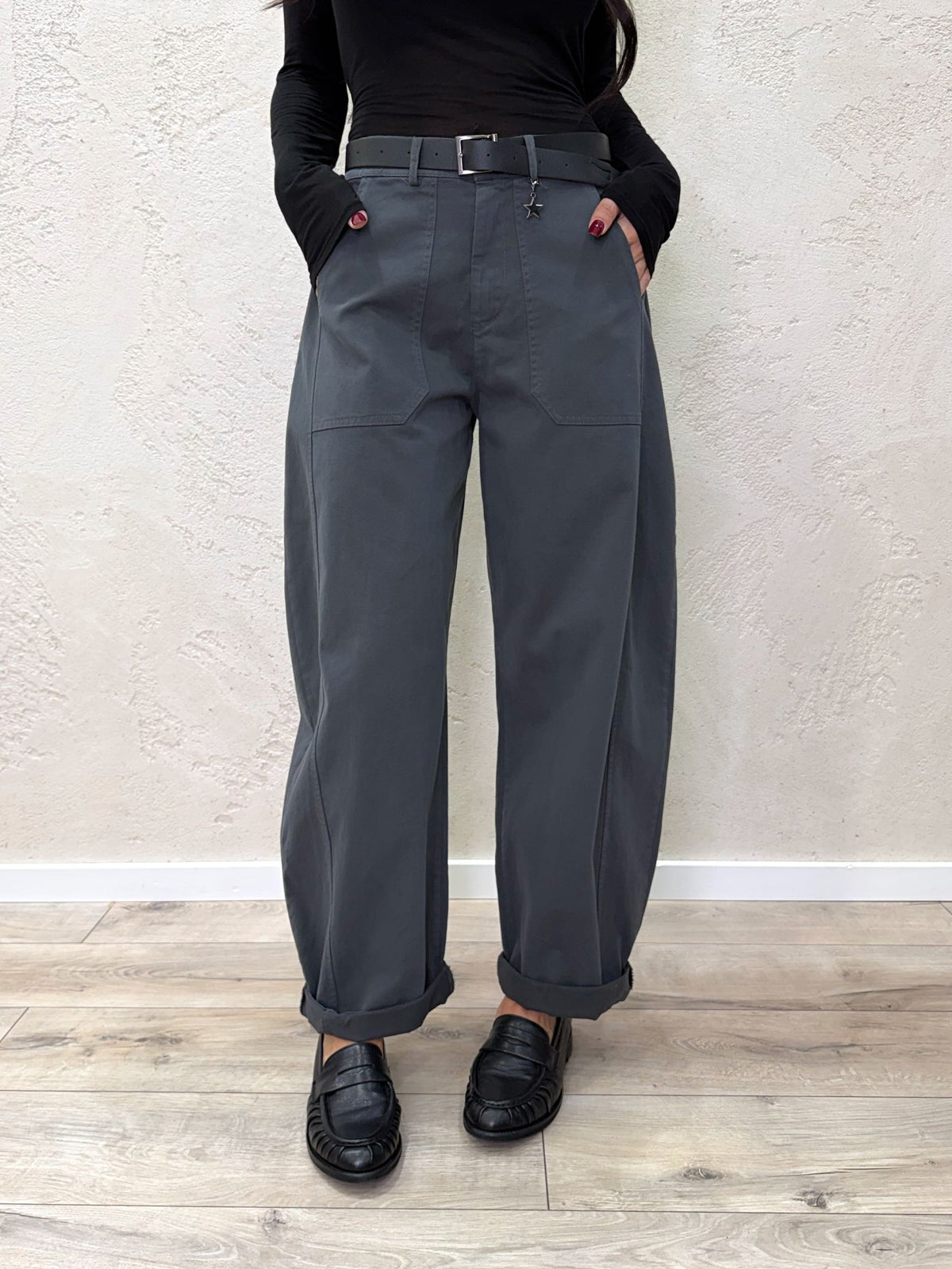 Pantalone stellina in cotone Barrel fit