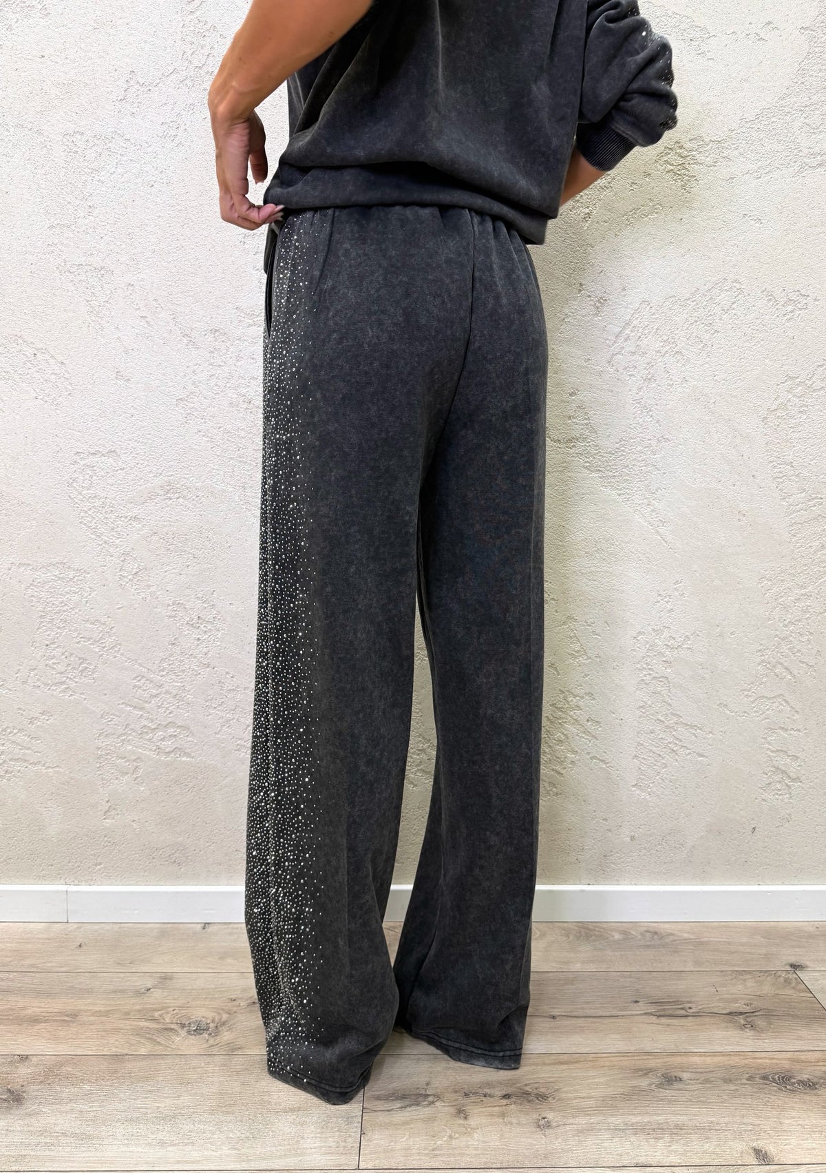 Pantalone tuta Dusty Shine a palazzo con strass