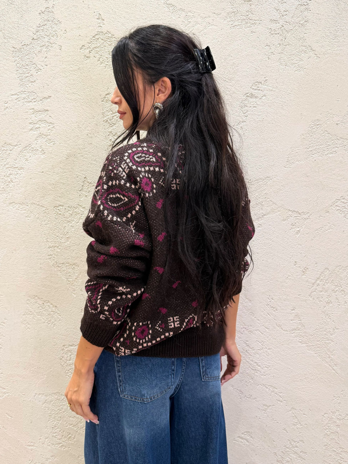 Pullover bandana con zip e collo alto