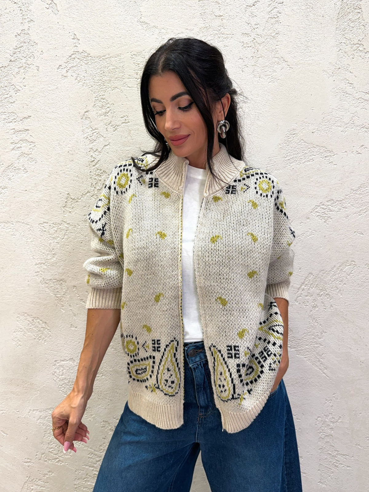 Pullover bandana con zip e collo alto