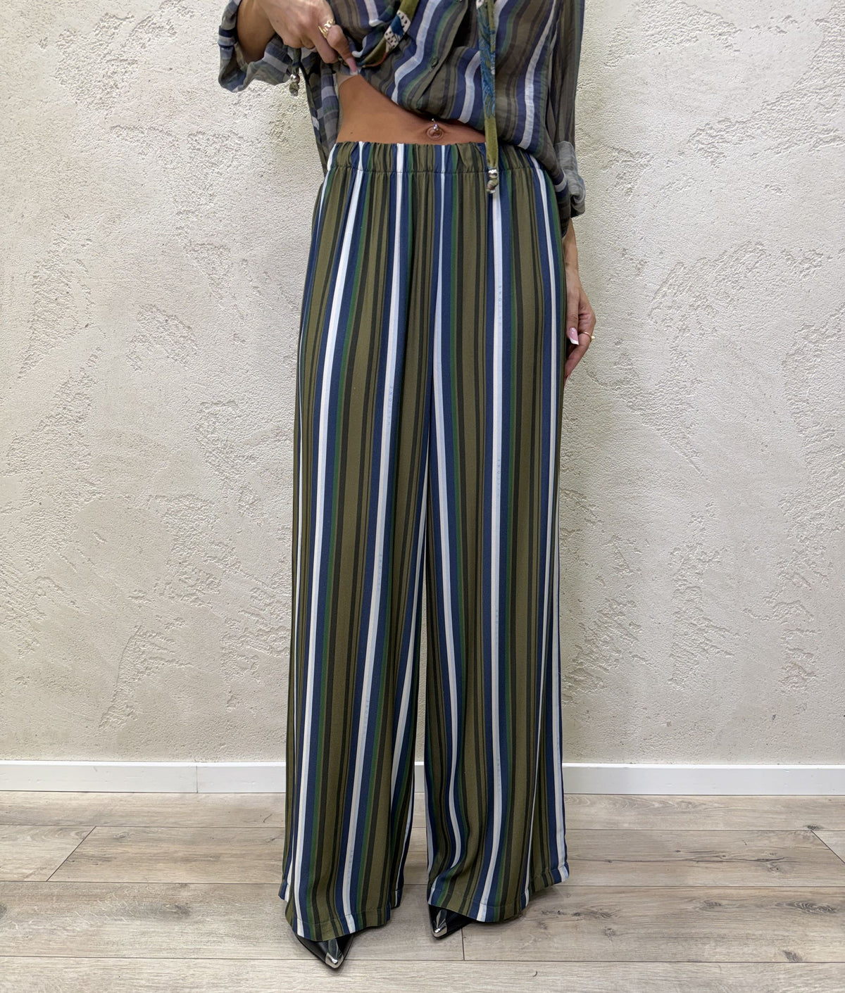 Pantalone "Nomad" a righe in viscosa