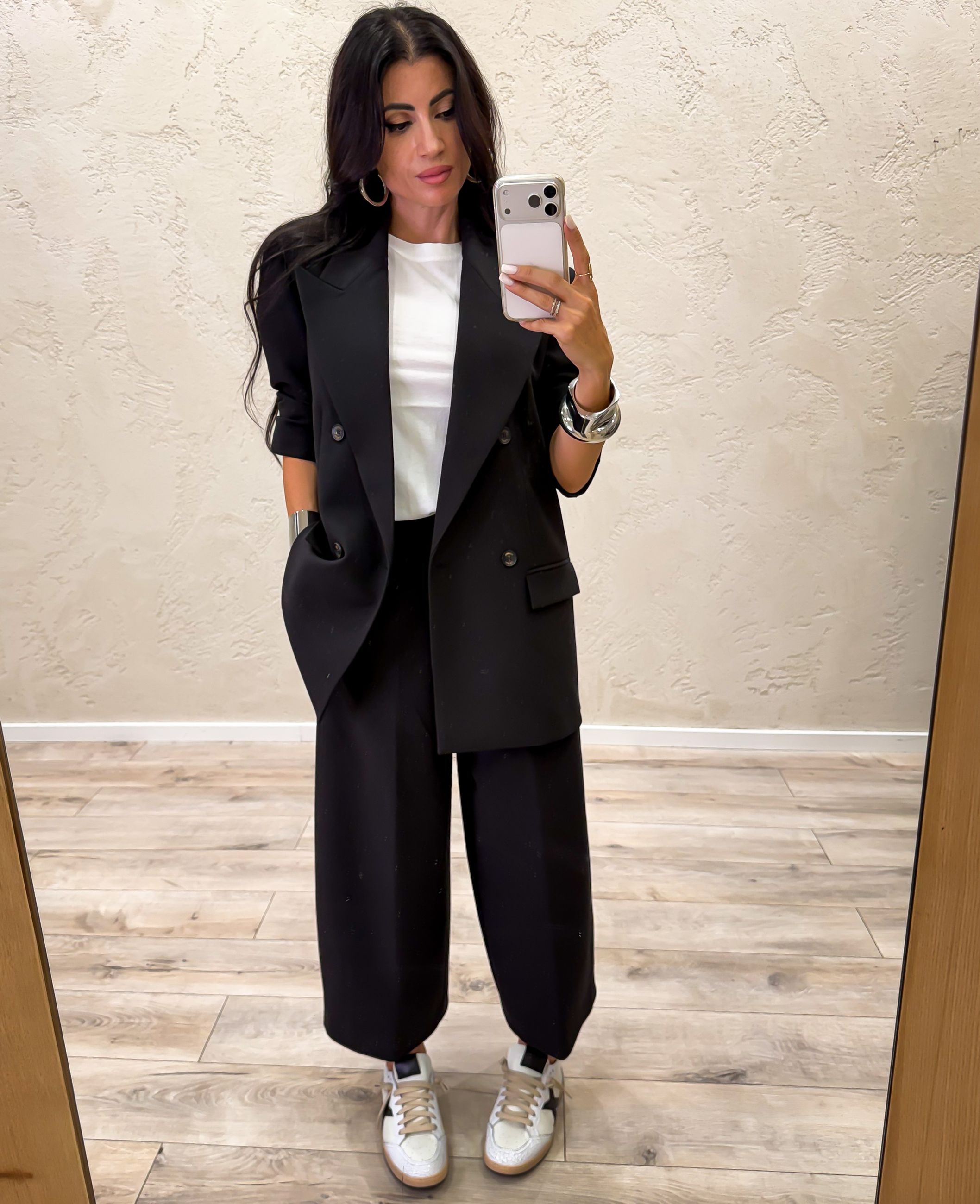 Pantalone gamba ampia effetto fluido