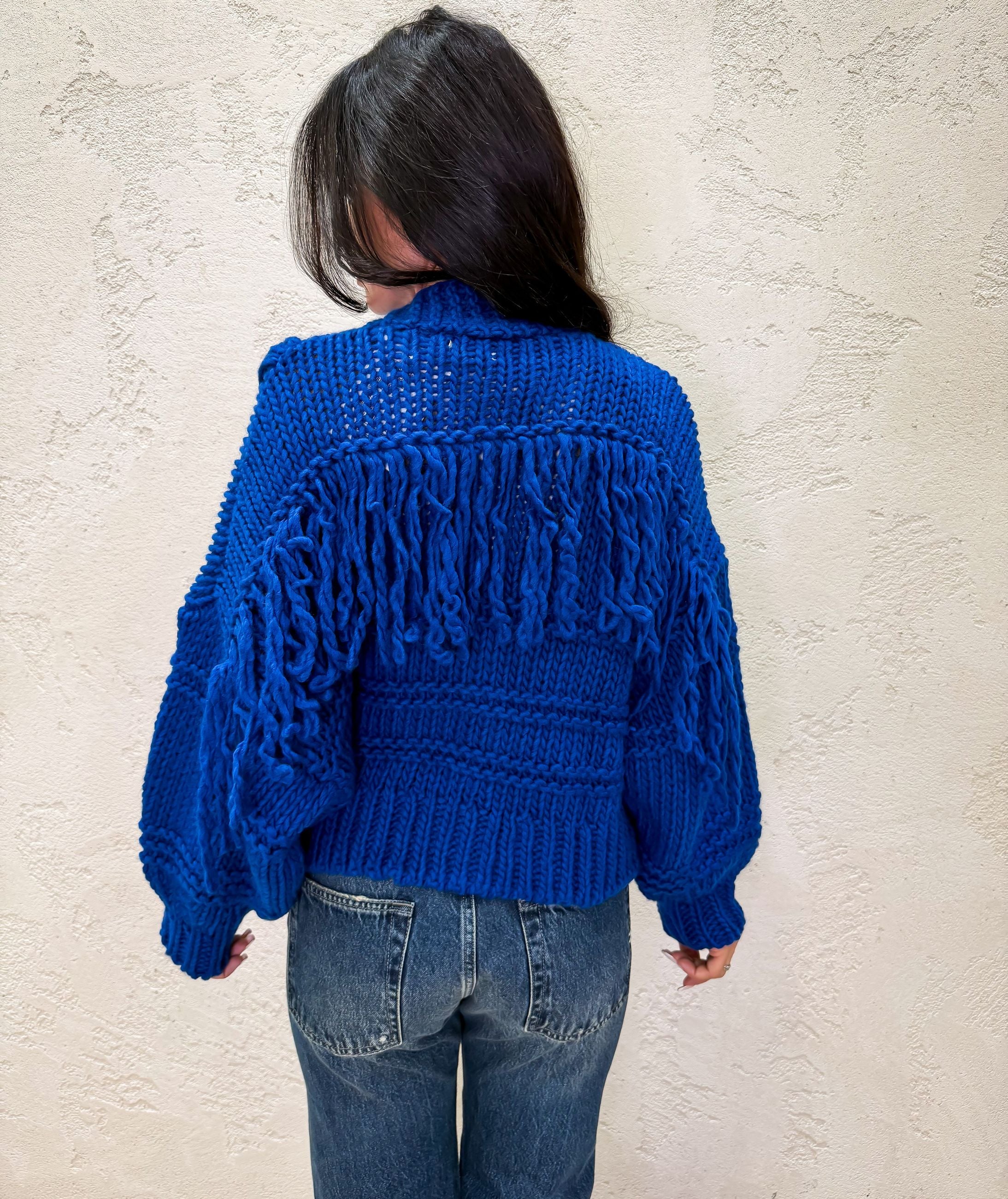 Cardigan in misto lana con frange