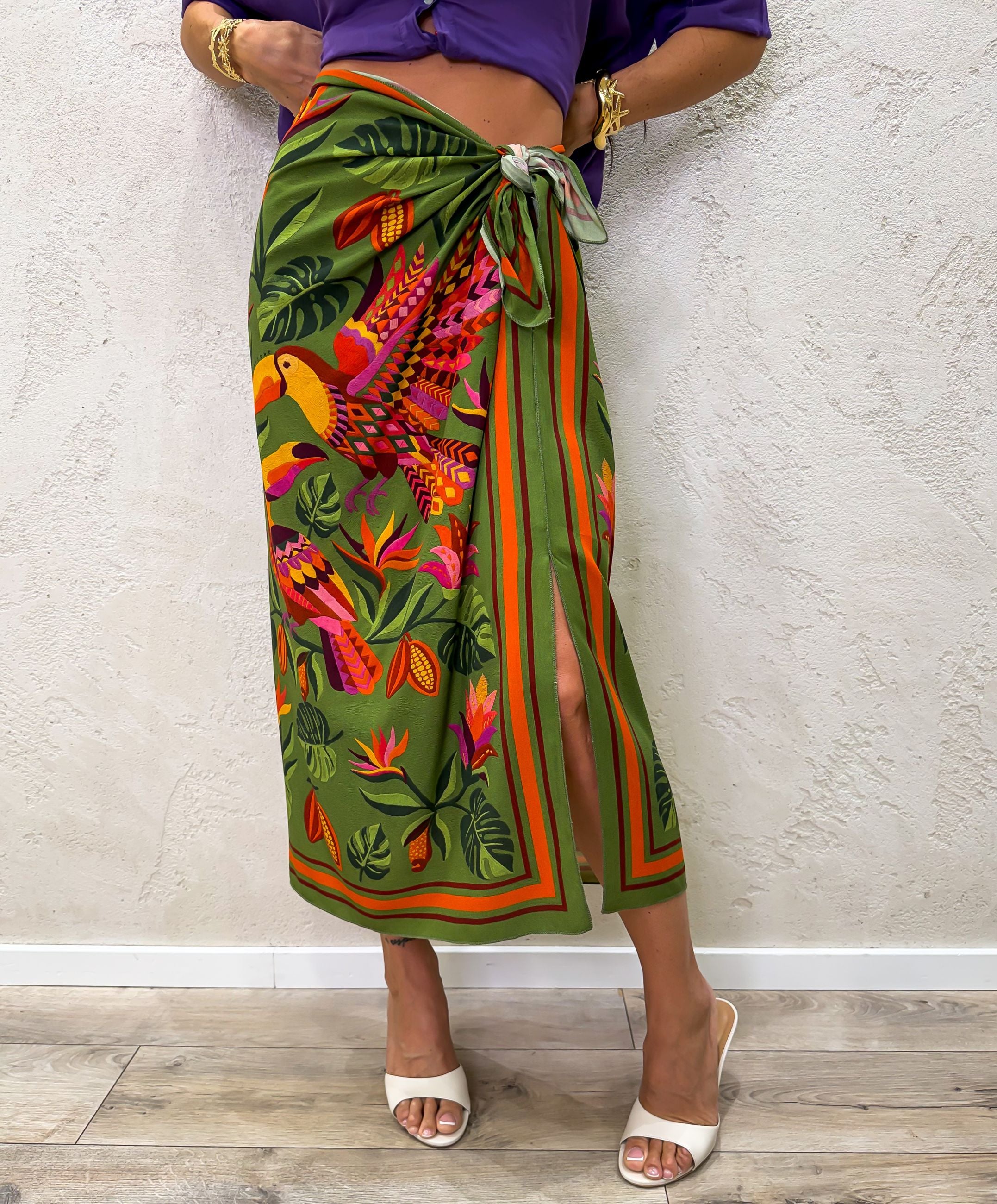 gonna midi pareo a foulard Tucani Tropicali