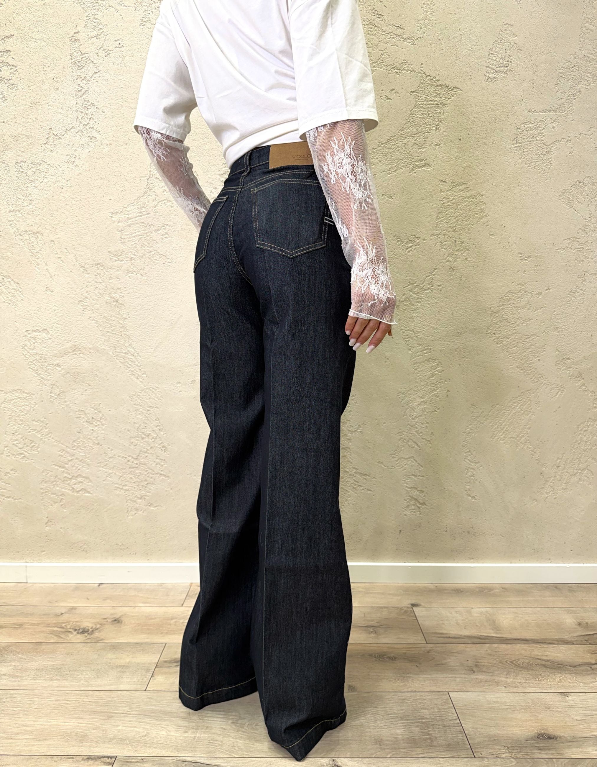 Jeans "Elena" wide leg in cotone elasticizzato