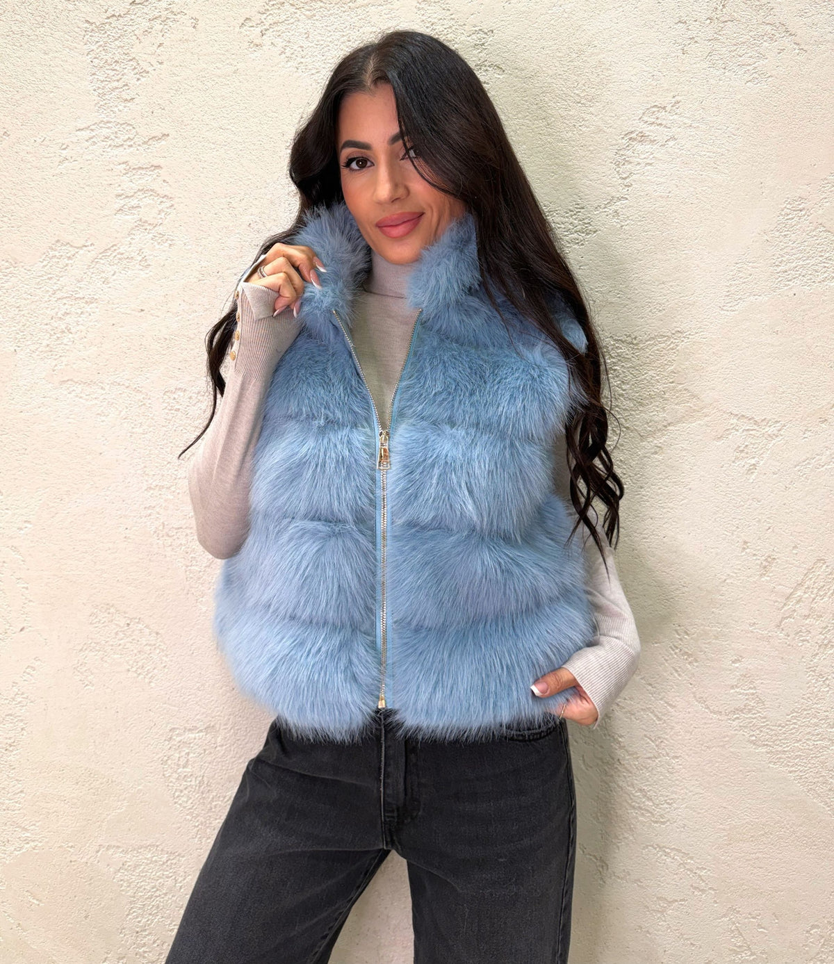 Gilet "Furry" in ecopelliccia con zip