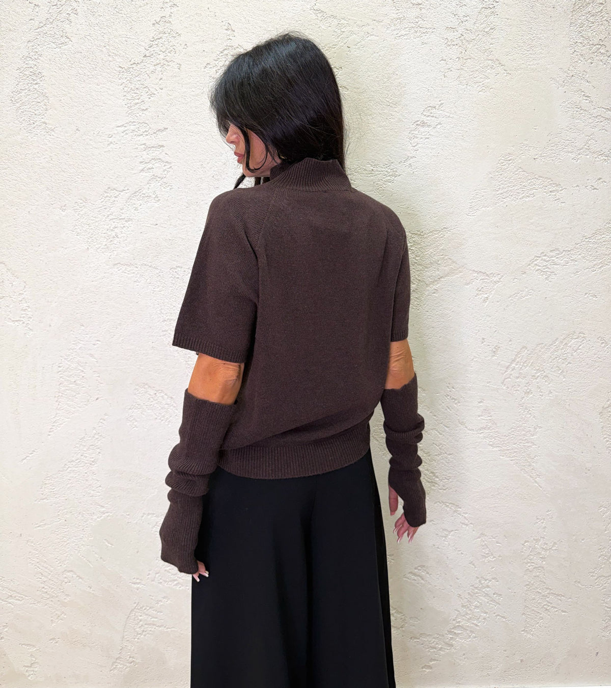 Maglia in misto lana e cashmere con manicotti