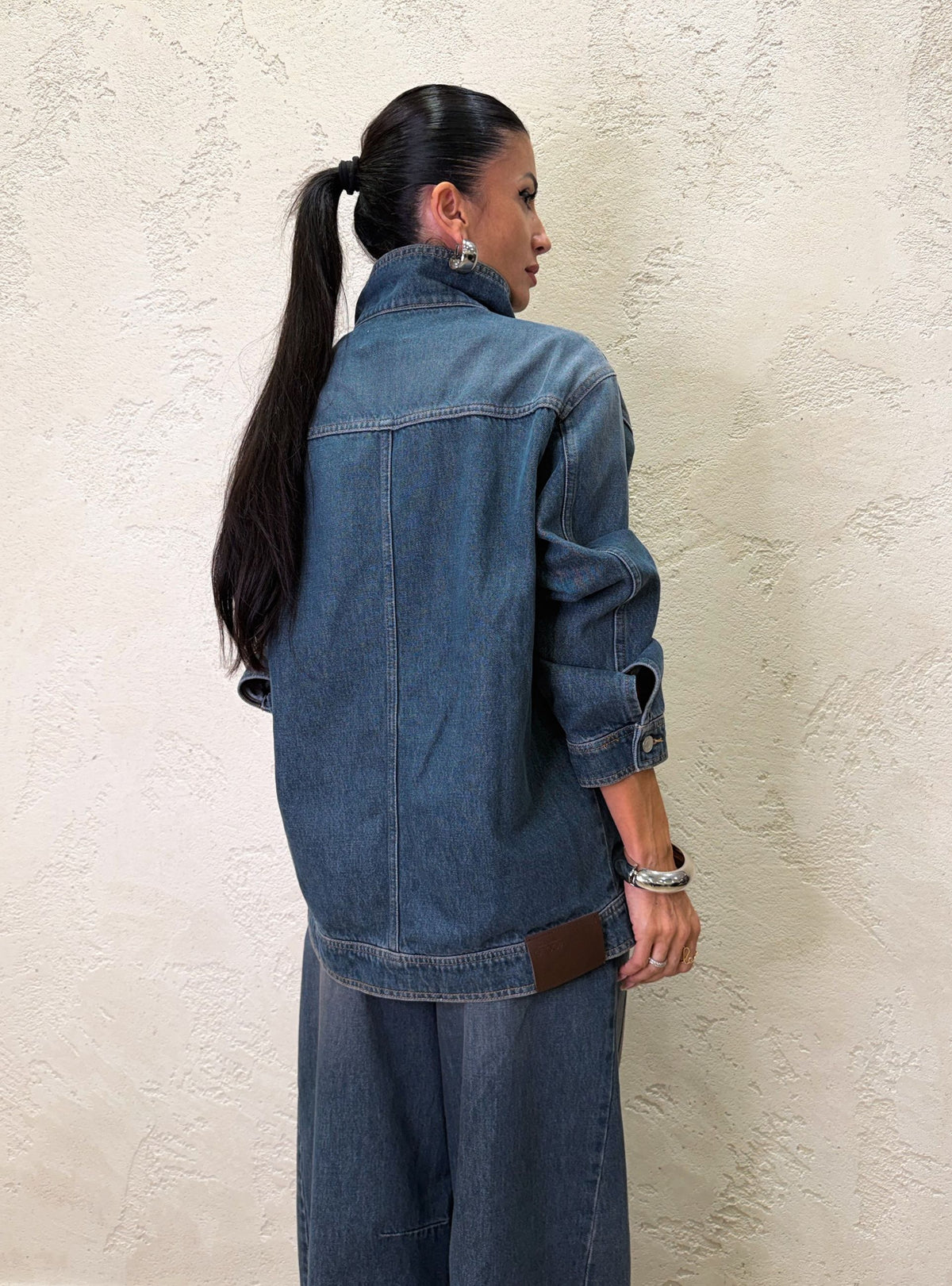Giacca denim taglio obliquo